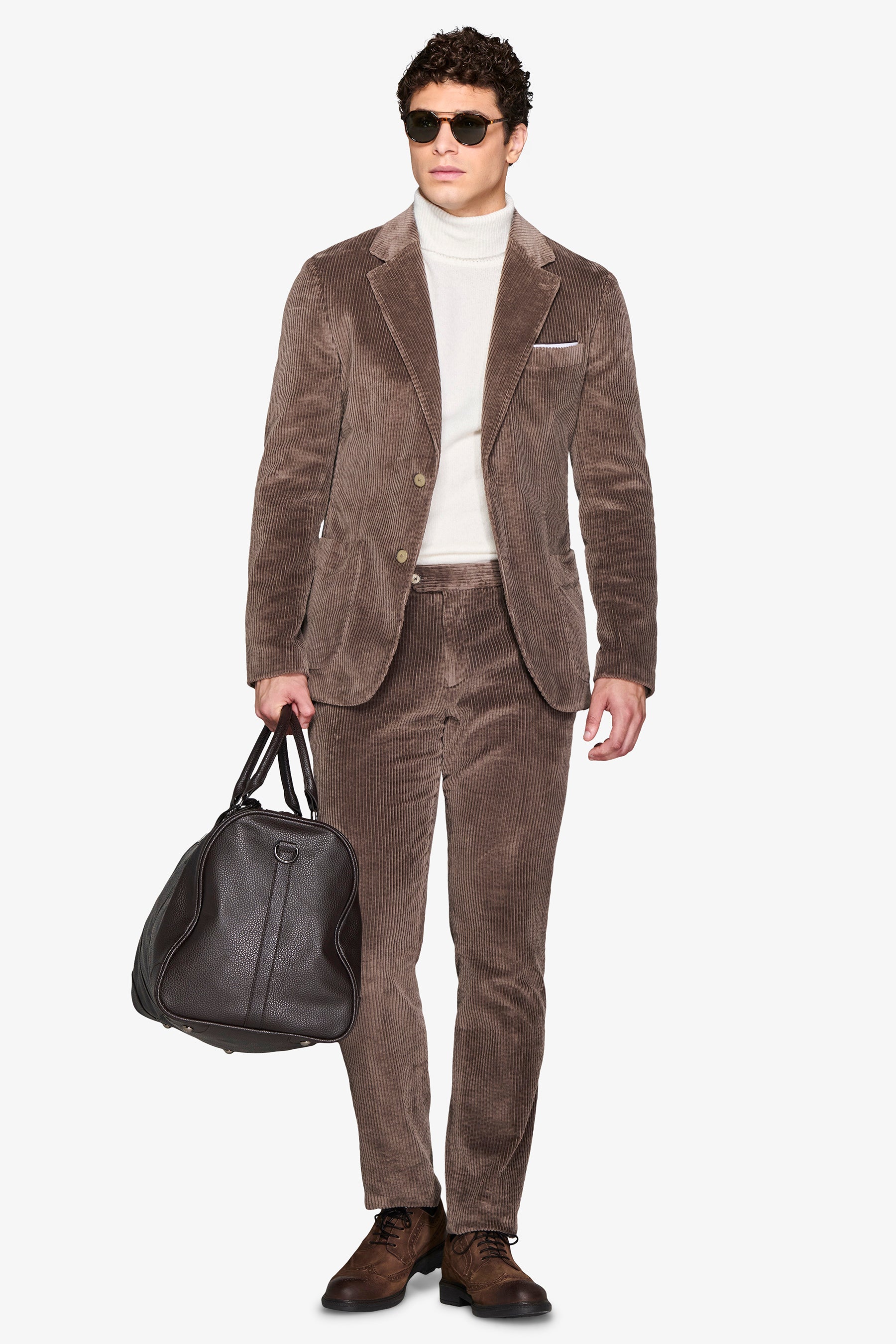 Giacca da abito in velluto tortora-Dan John