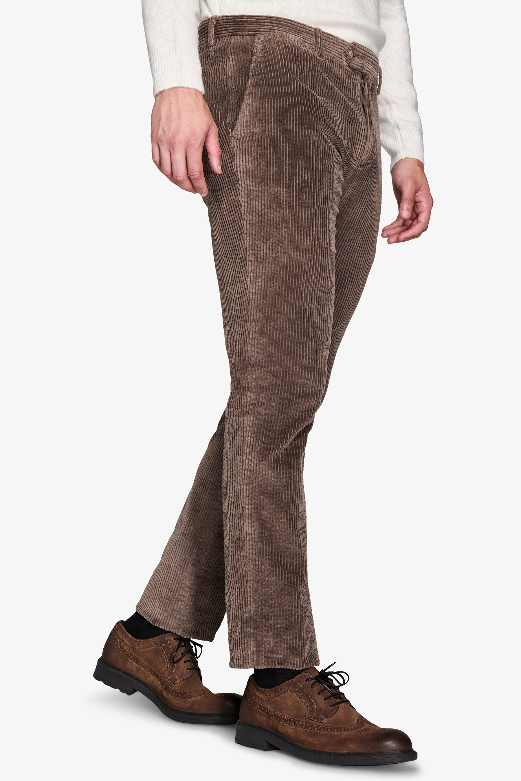 Pantaloni da abito in velluto tortora-Dan John