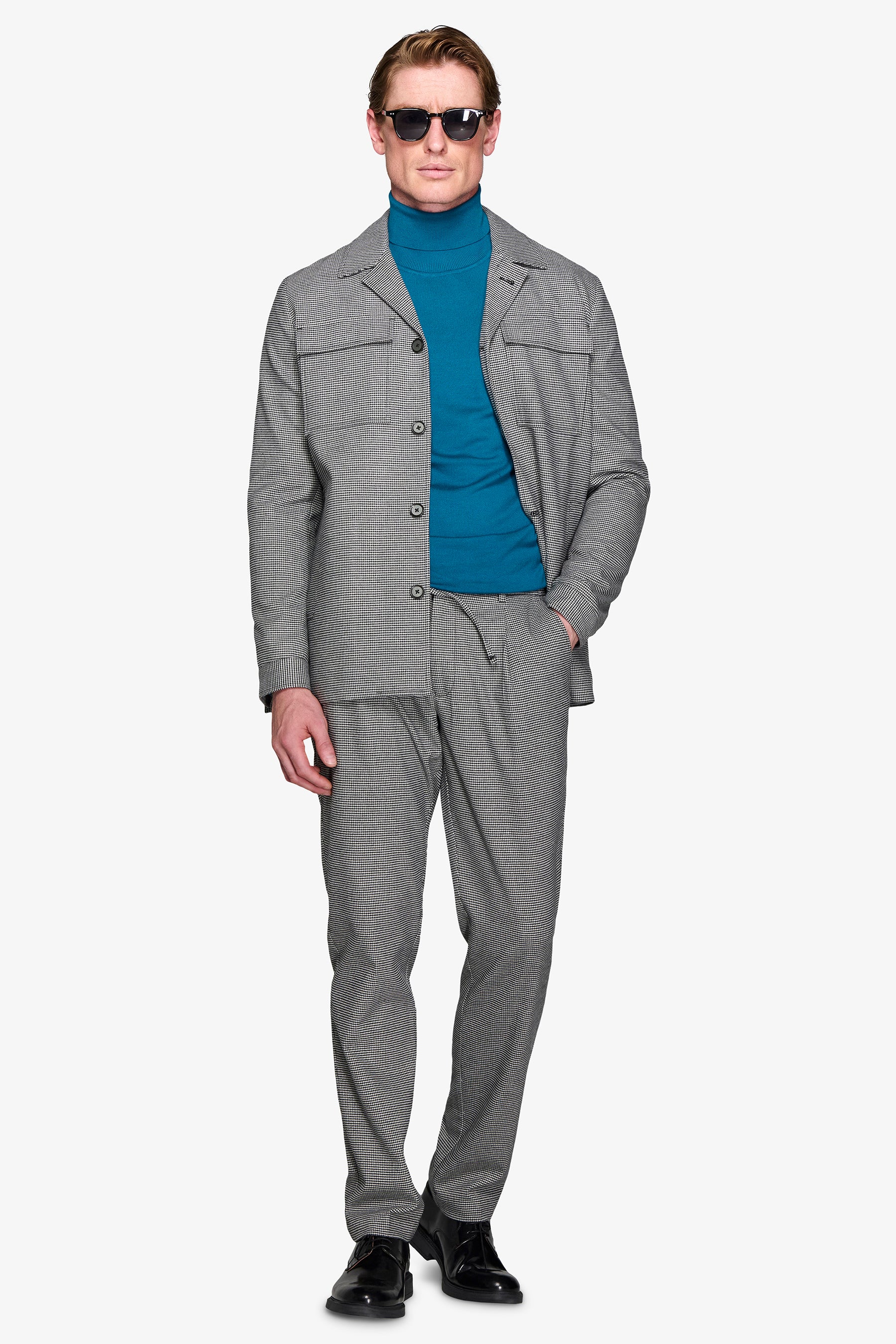 Giacca da abito worker pied de poule nero-Dan John