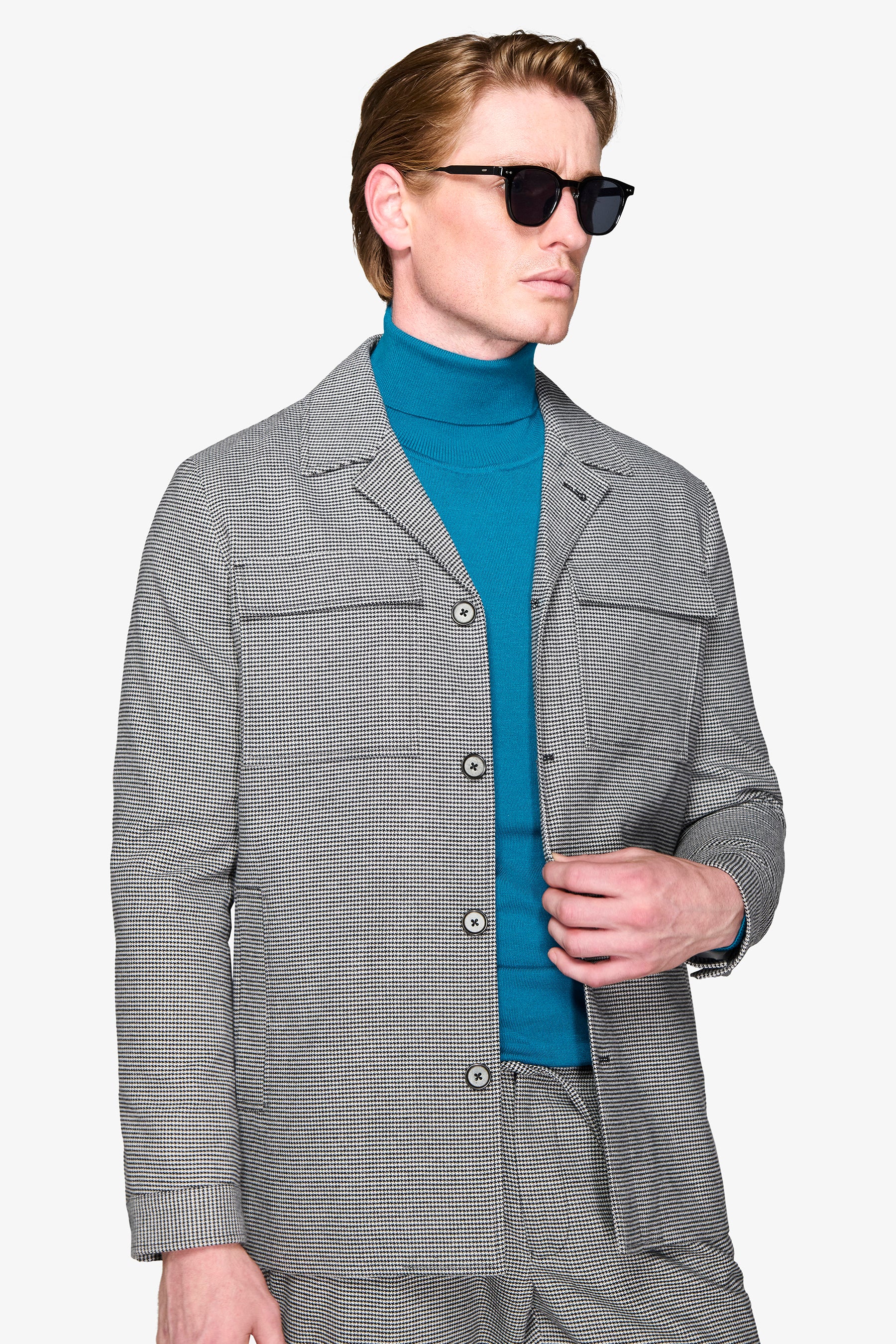 Giacca da abito worker pied de poule nero-Dan John