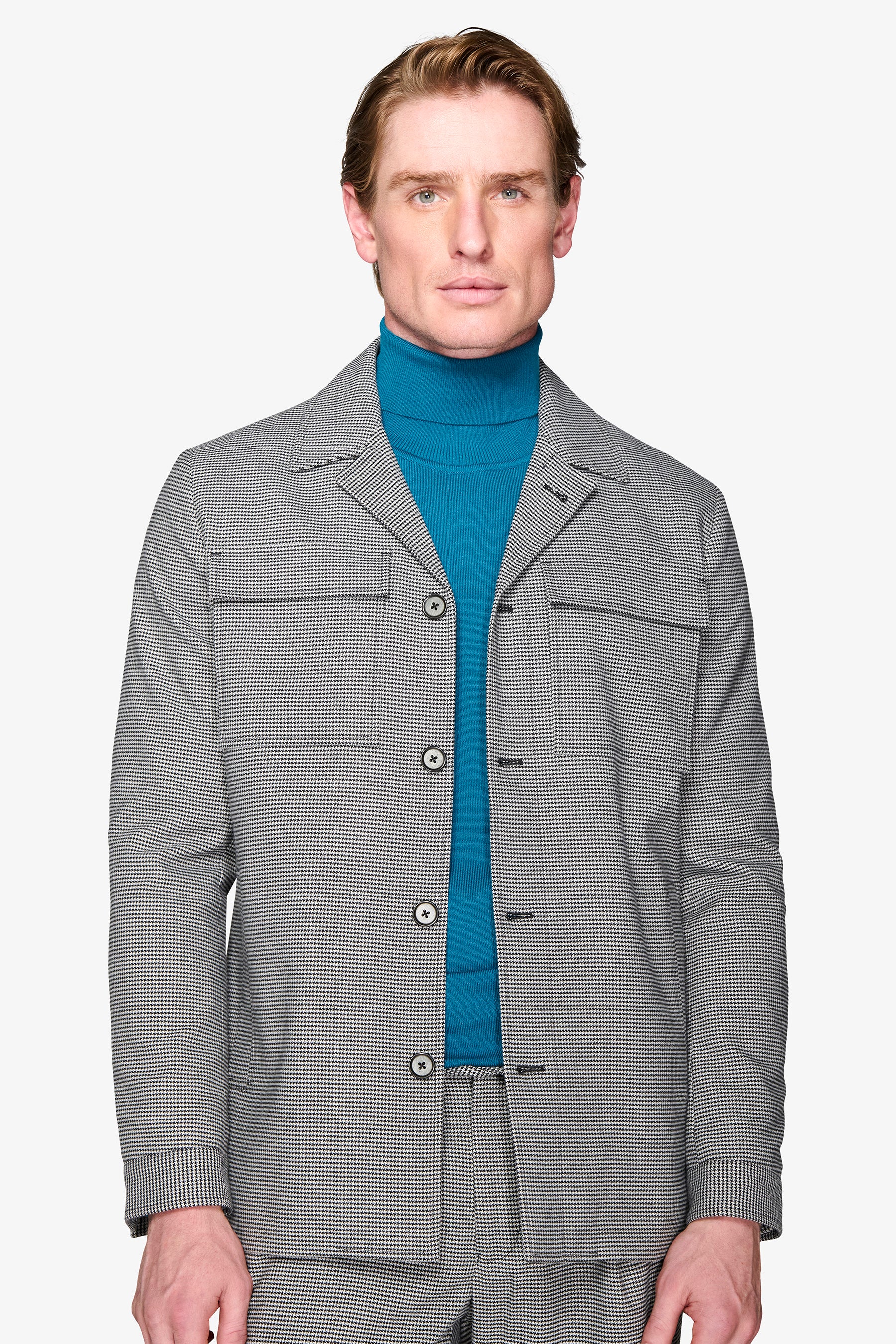 Giacca da abito worker pied de poule nero-Dan John