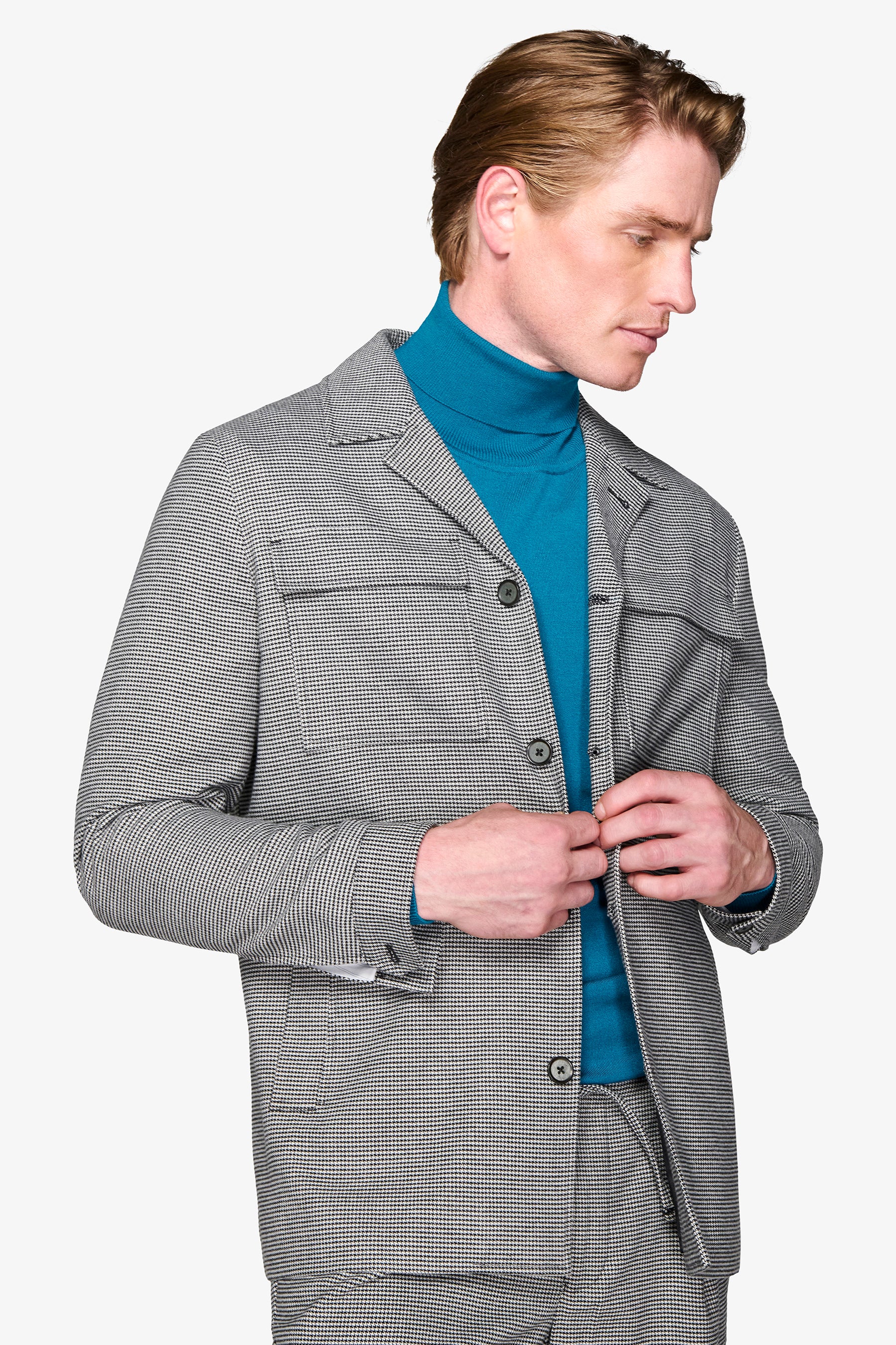 Giacca da abito worker pied de poule nero-Dan John