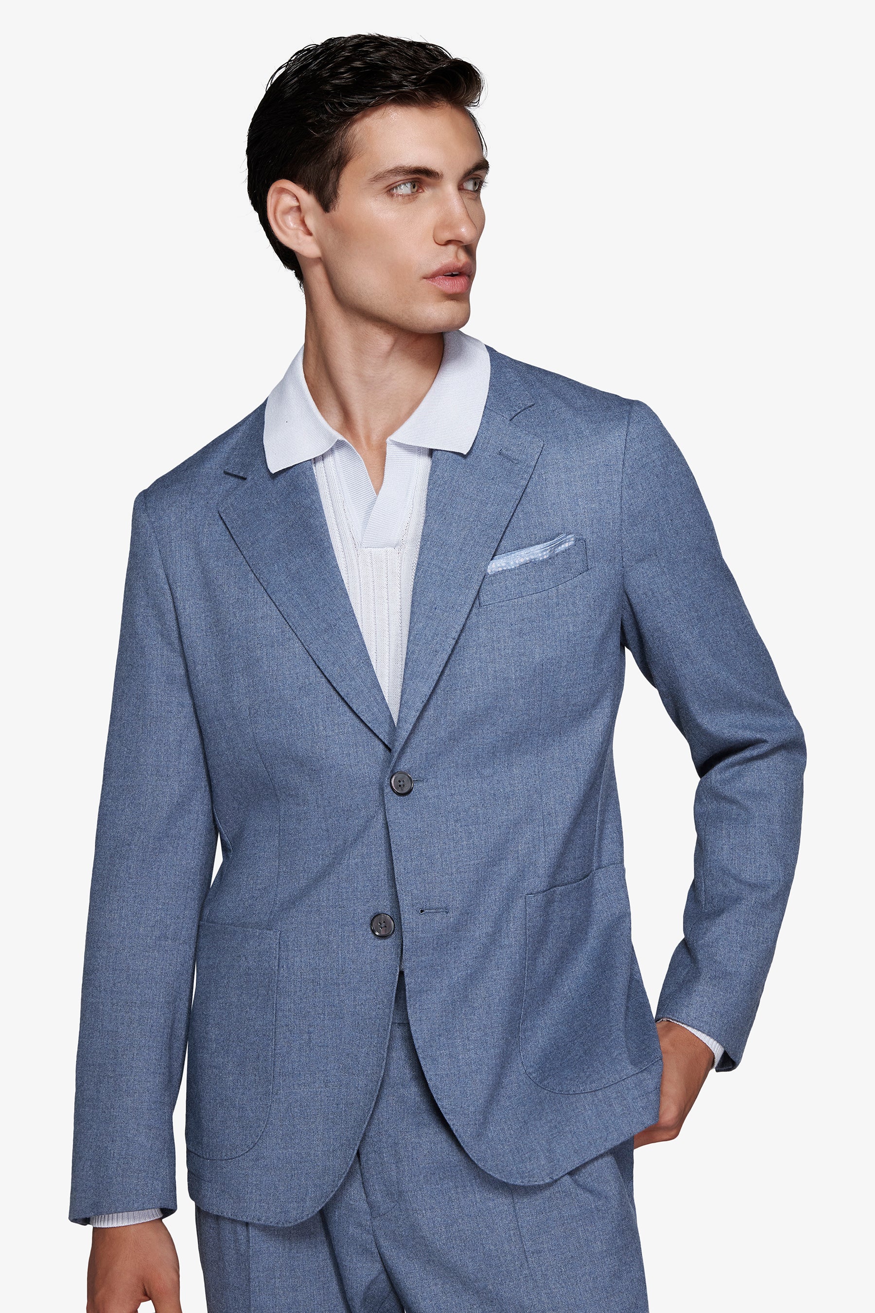 Americana efecto franela azul bebé