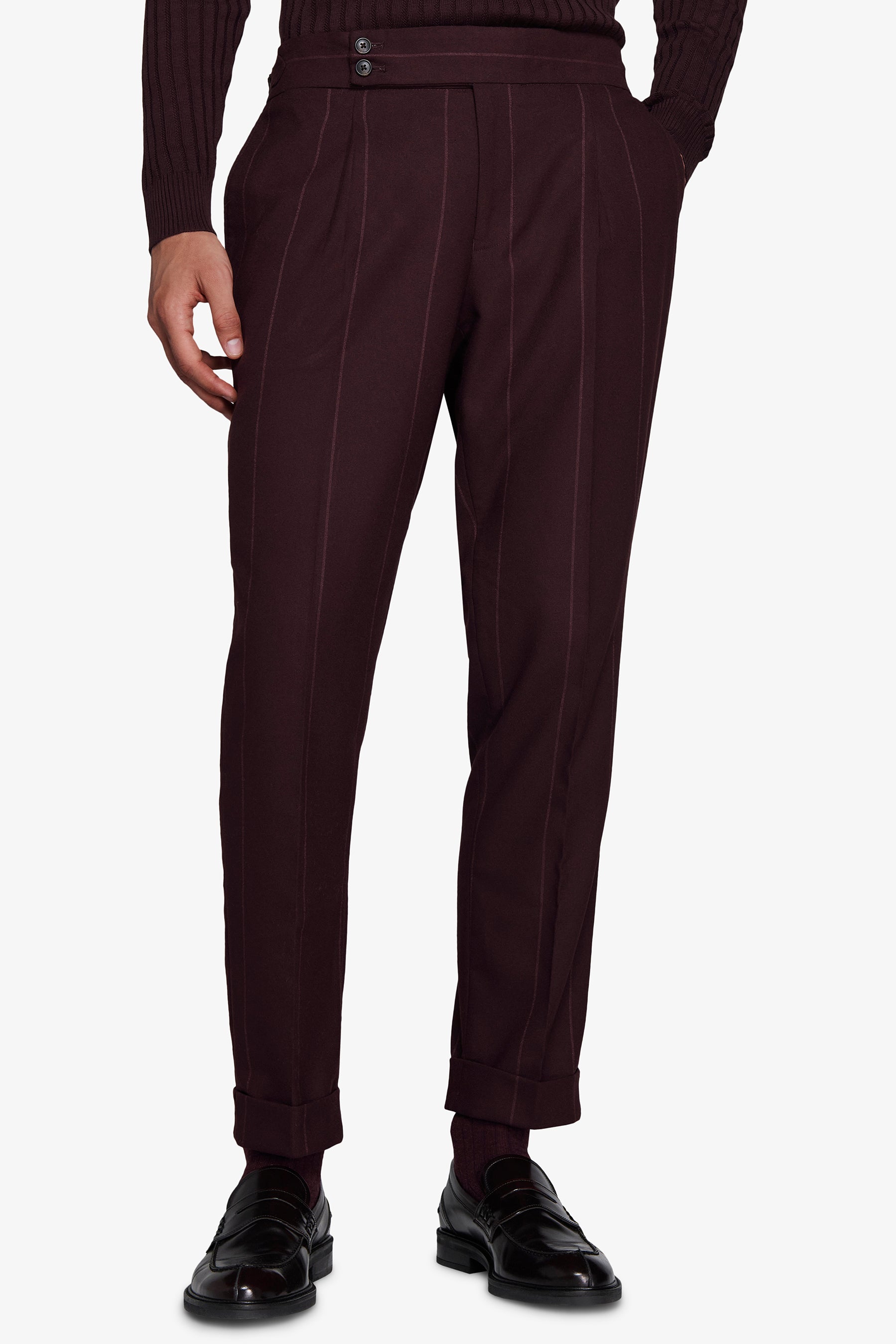 Pantaloni gessati bordeaux