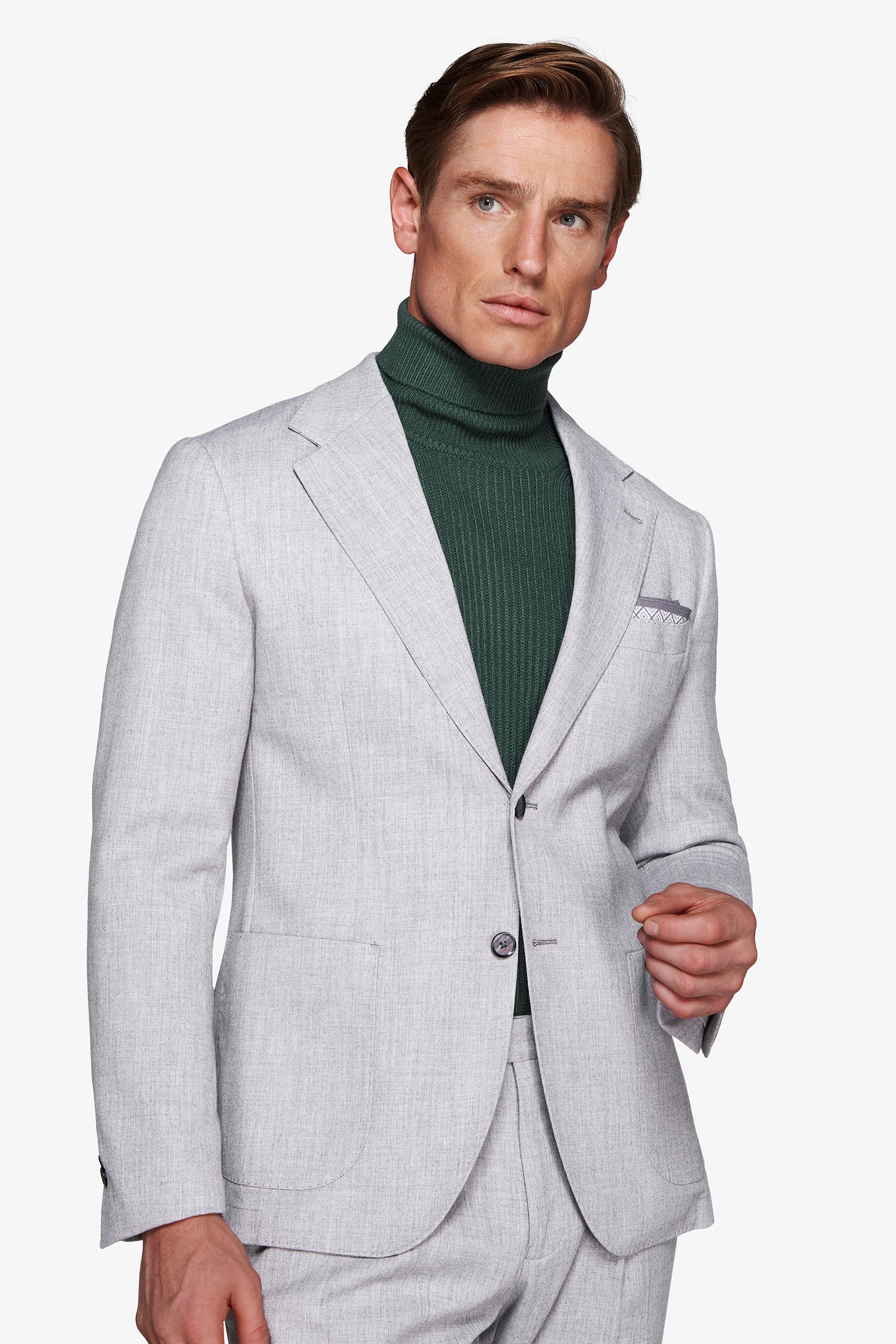 Hellgraue Jacke mit Flanelleffekt