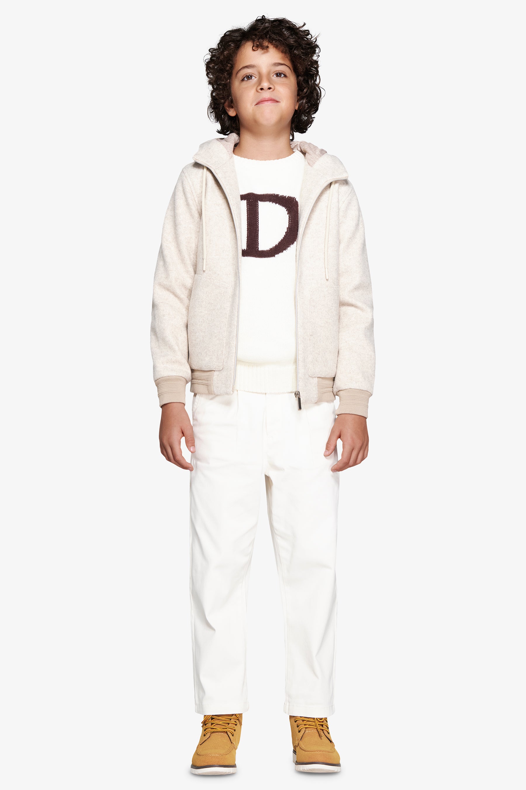 Cazadora bomber efecto franela jaspeada arena Kids