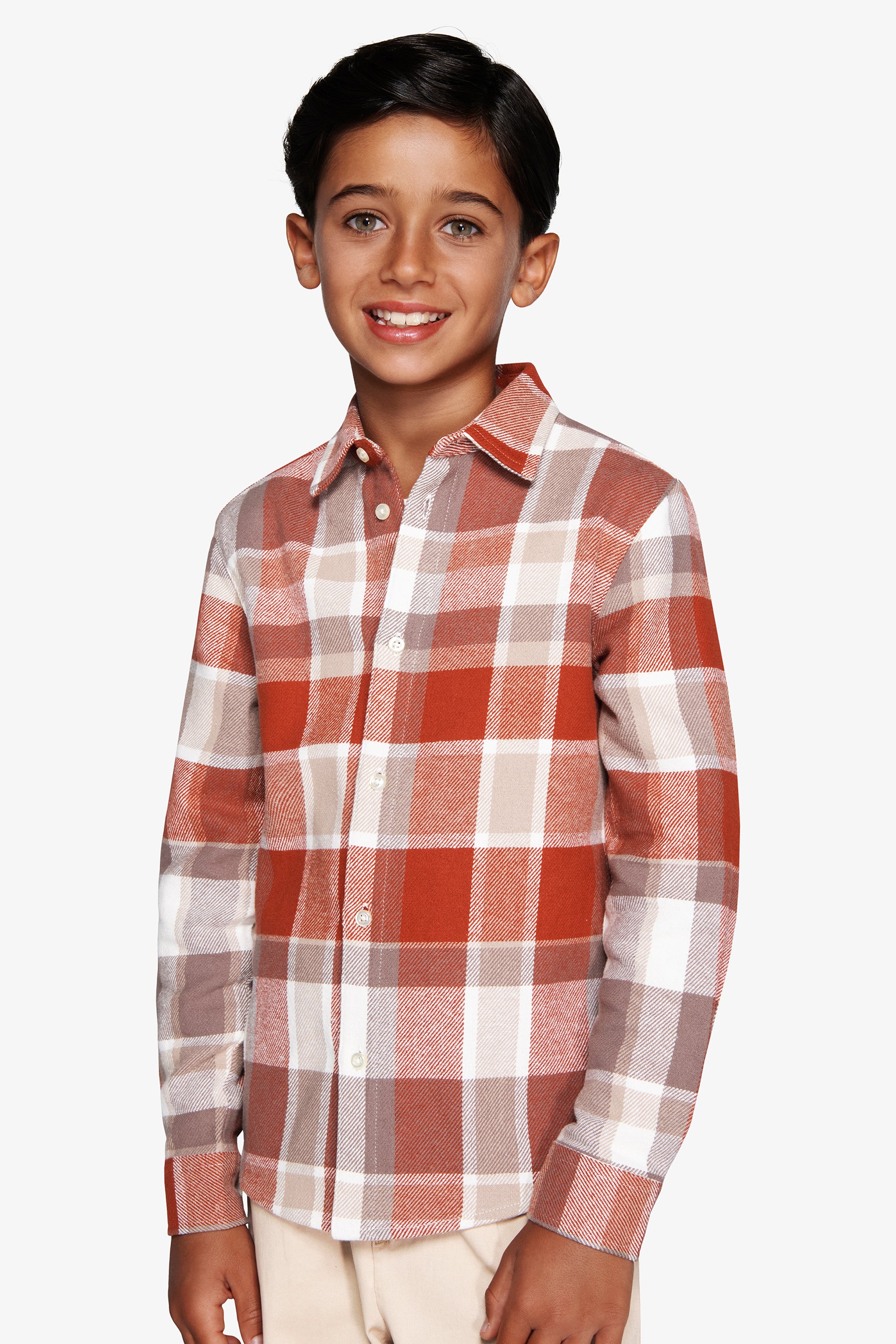 Camisa cuadros naranja Kids