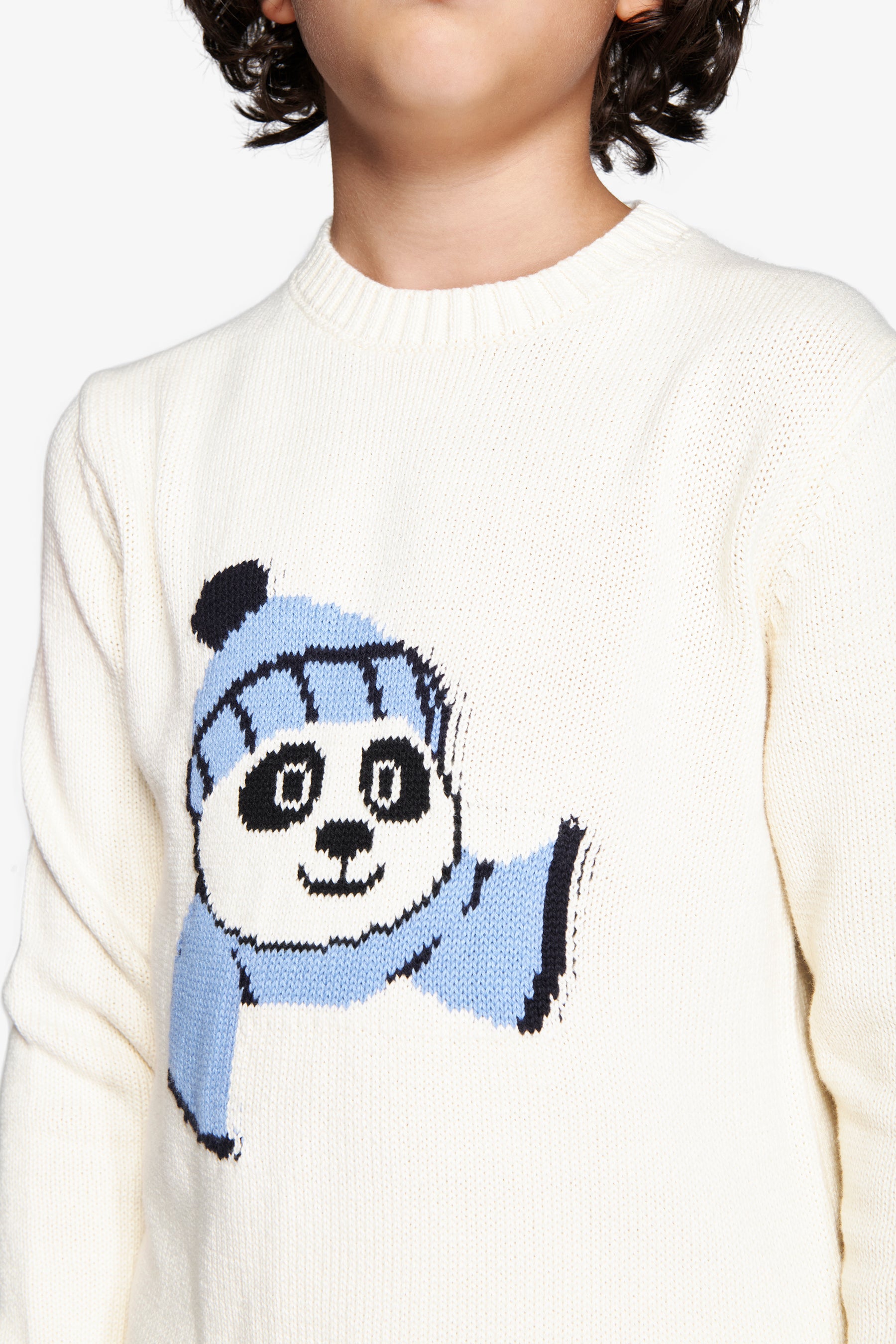 Jersey de cuello redondo jacquard blanco roto Kids