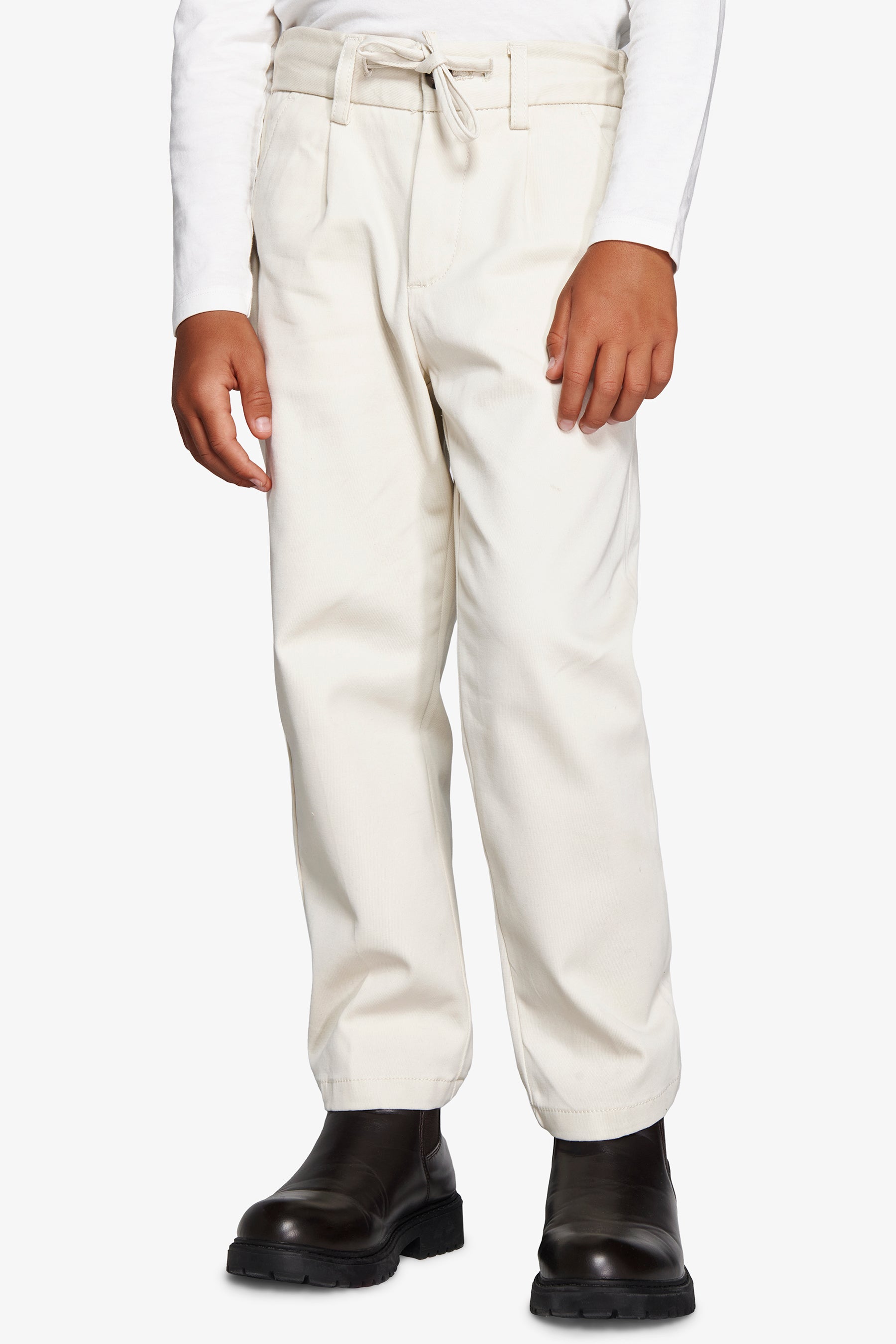 Pantalón con cordón en la cintura punto blanco roto Kids