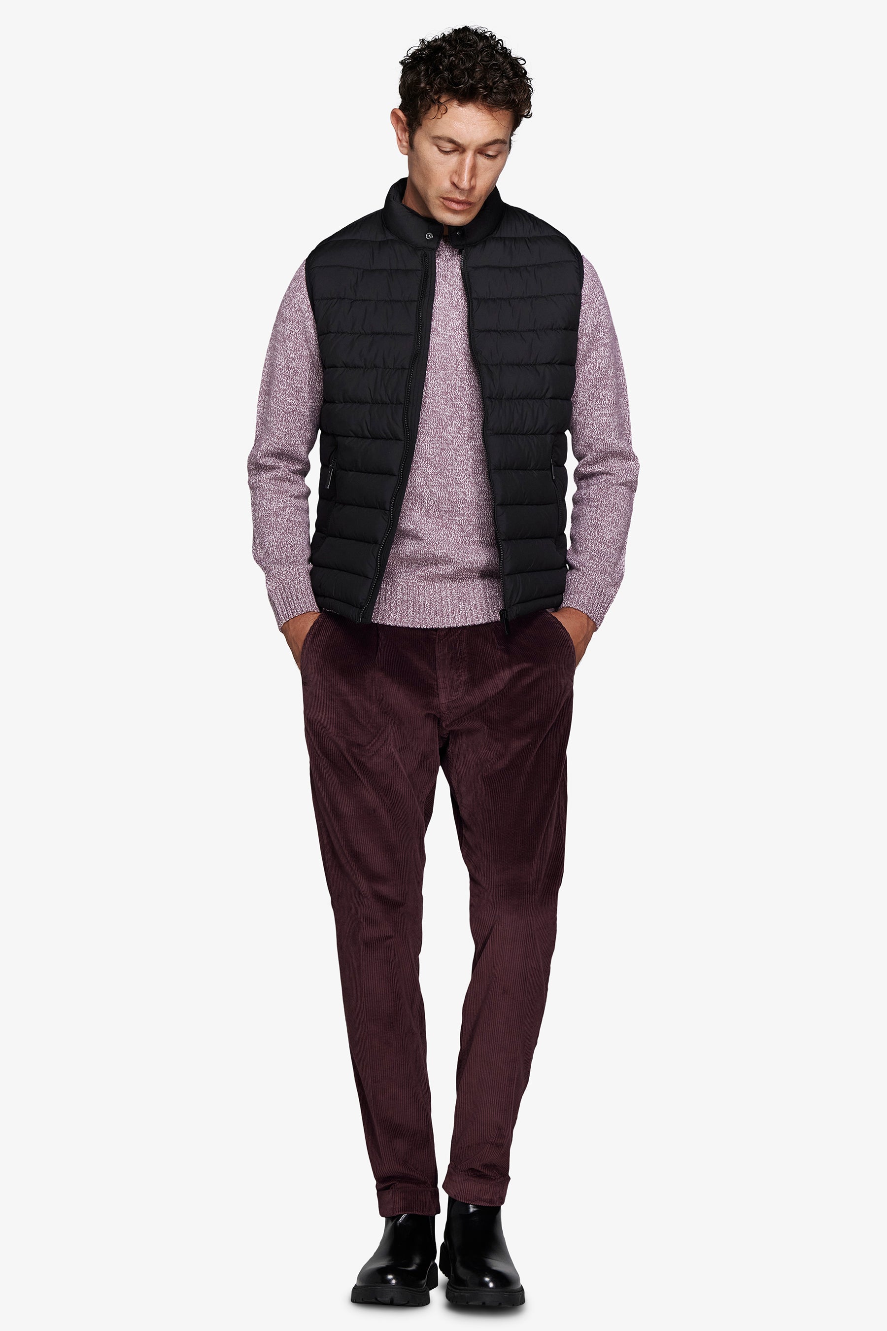 Chaleco clásico cremallera completa acolchado negro