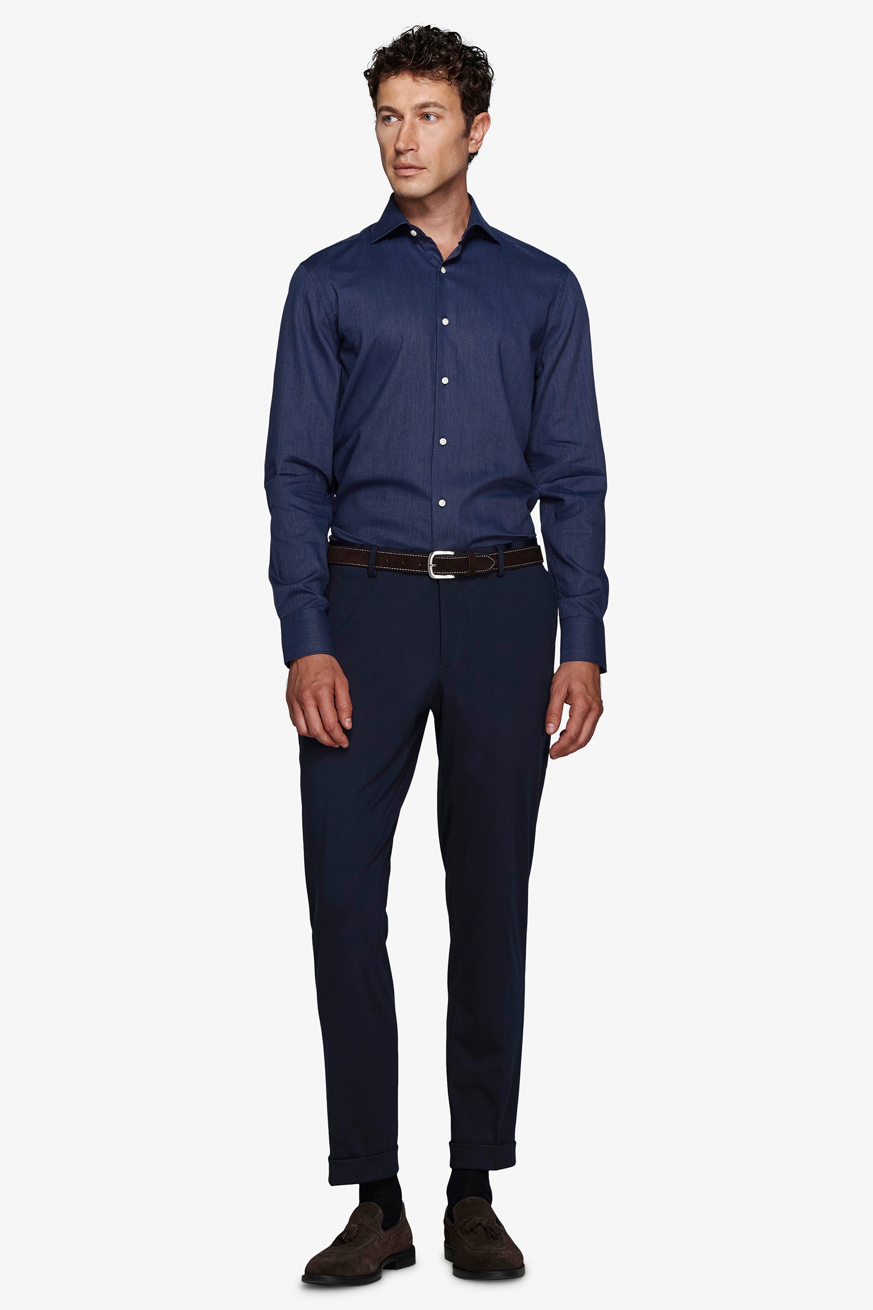 Dark blue pin point pattern shirt