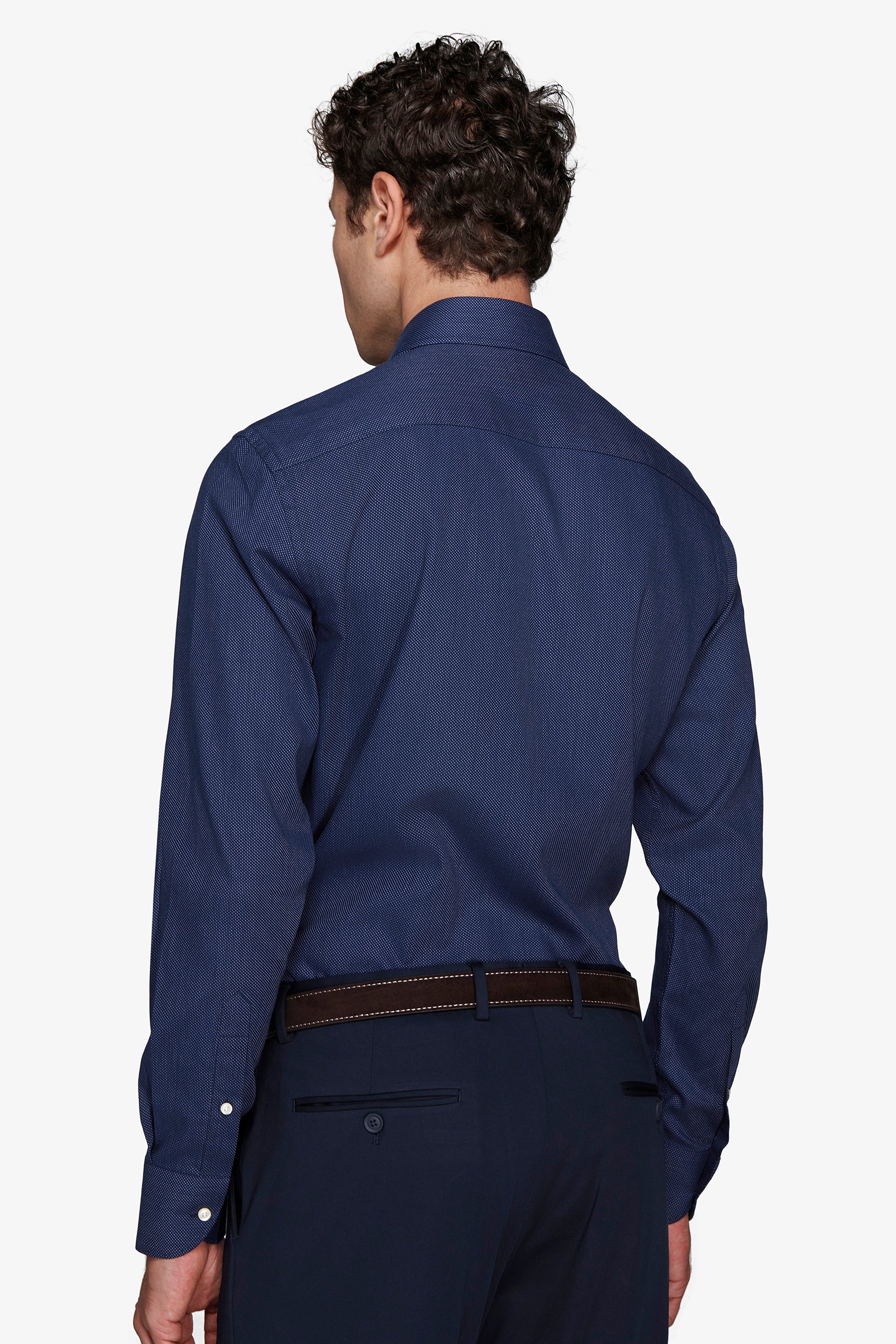 Dark blue pin point pattern shirt