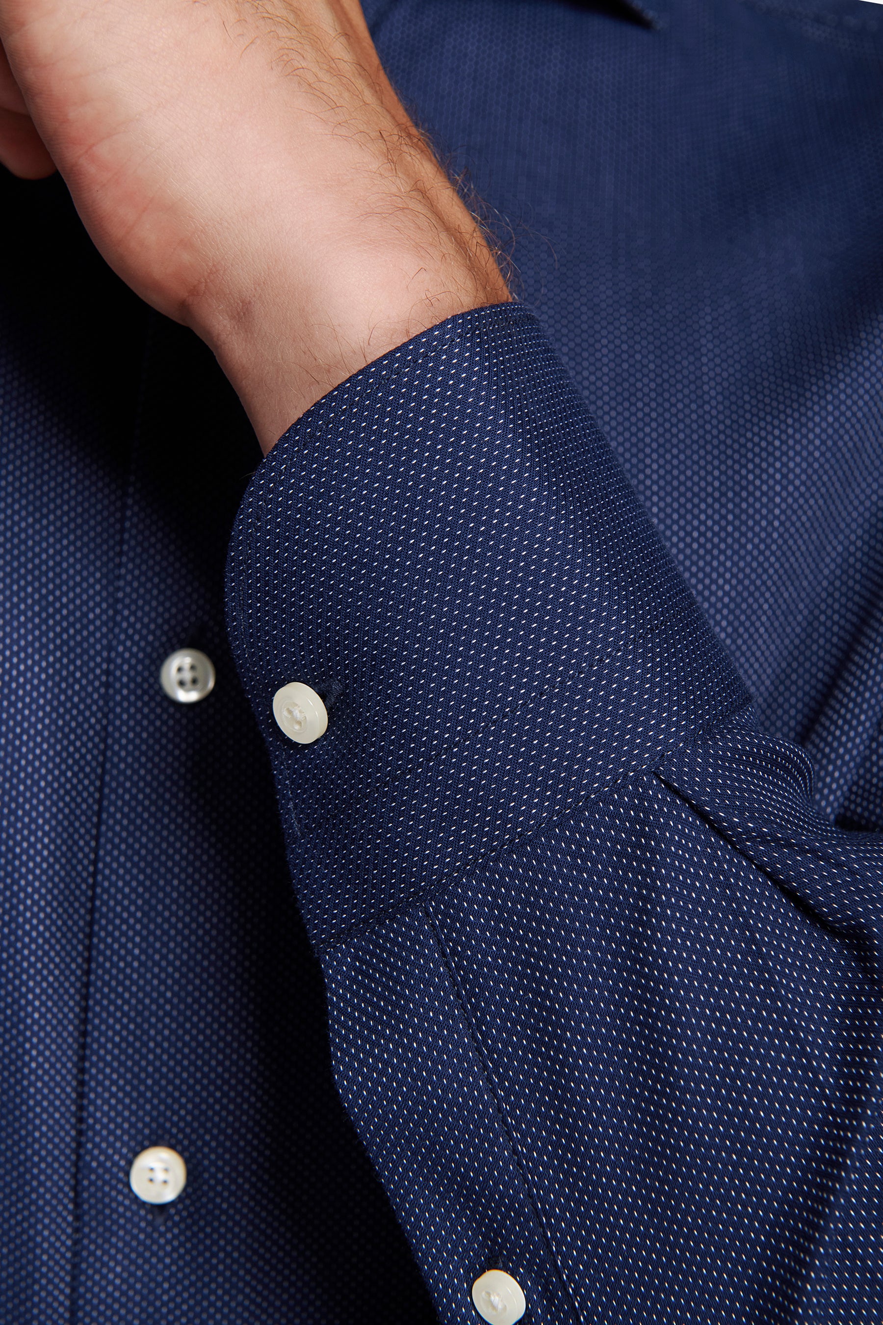 Dark blue pin point pattern shirt