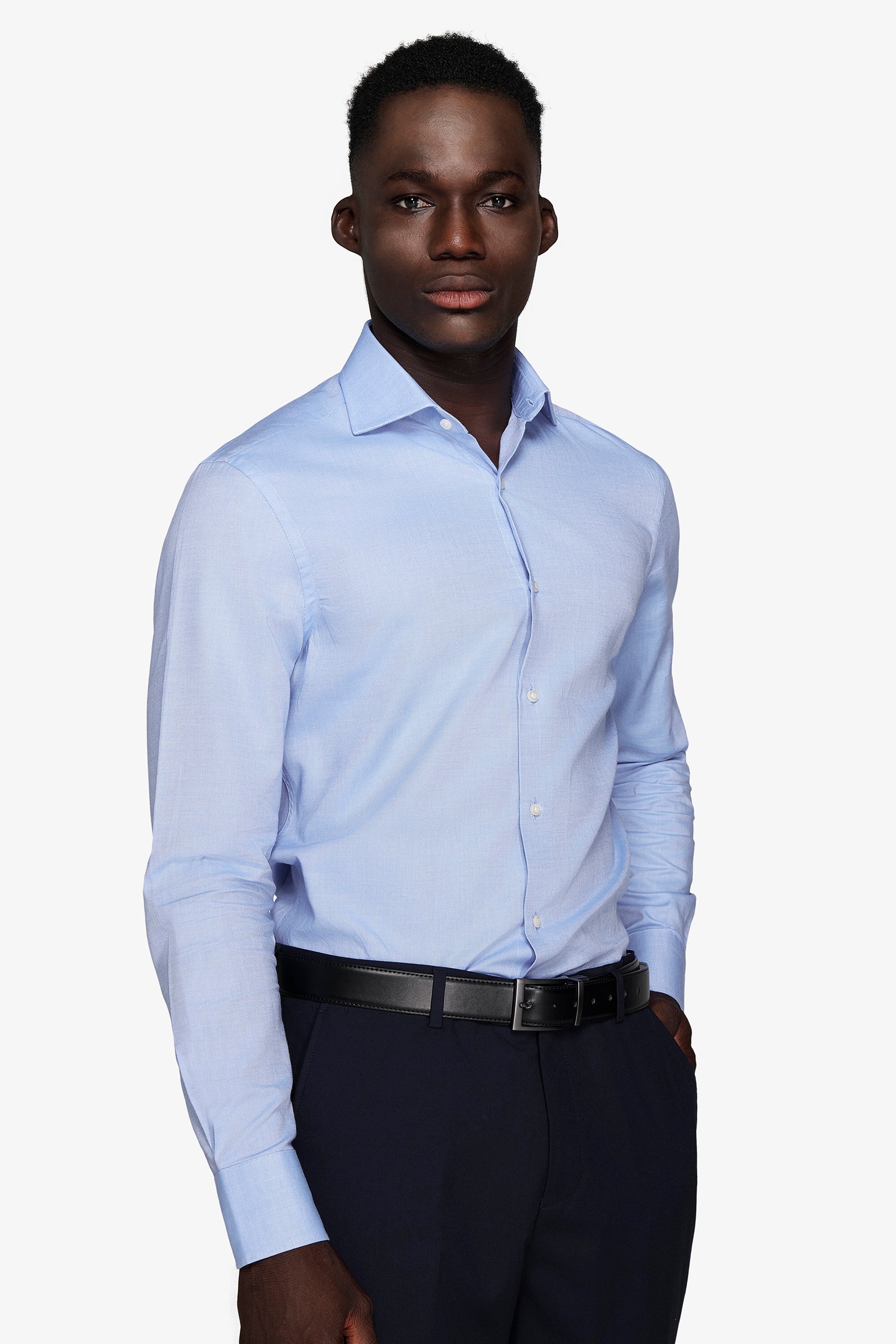 Camisa oxford slim color azul