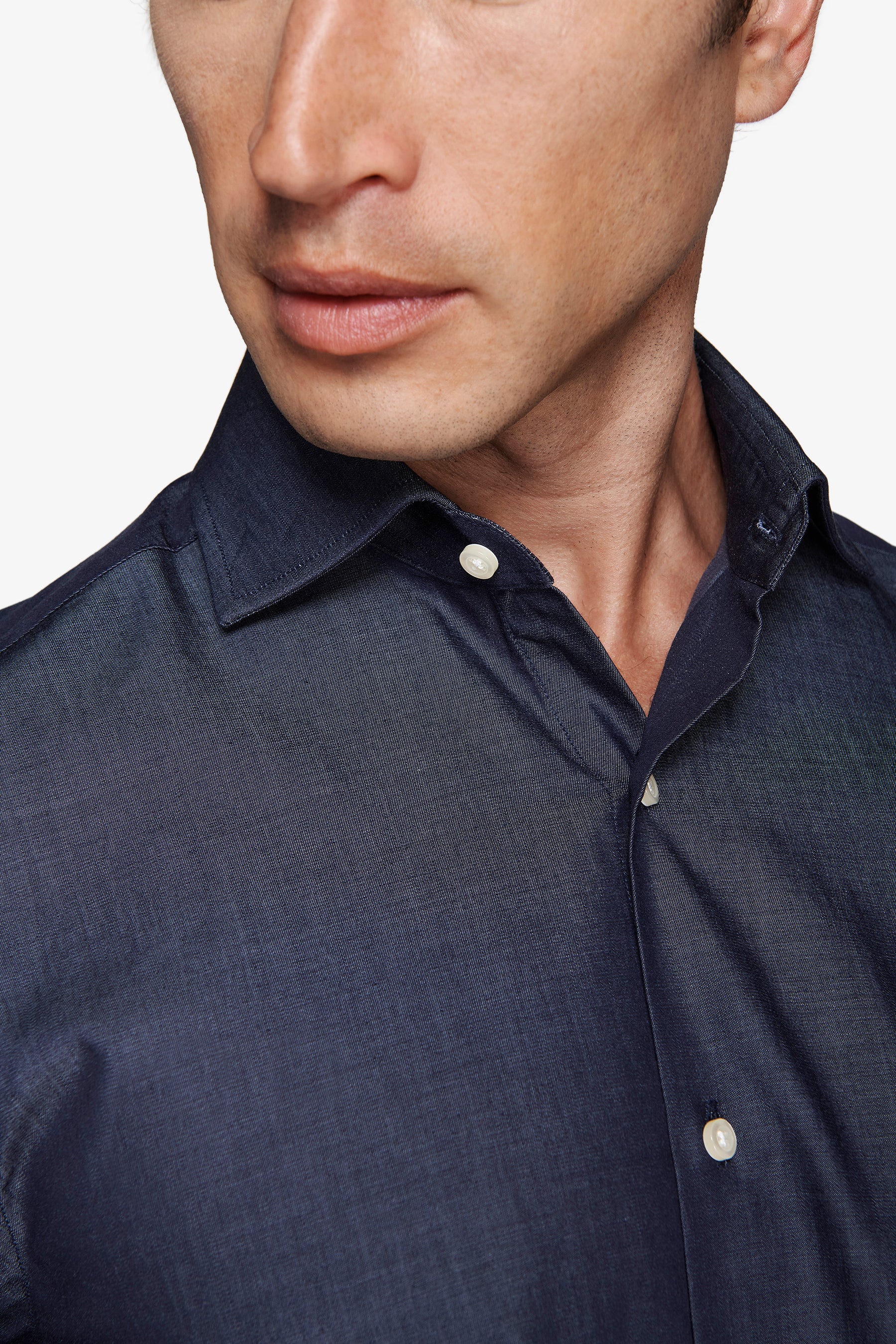 Camisa gabardina efecto denim slim