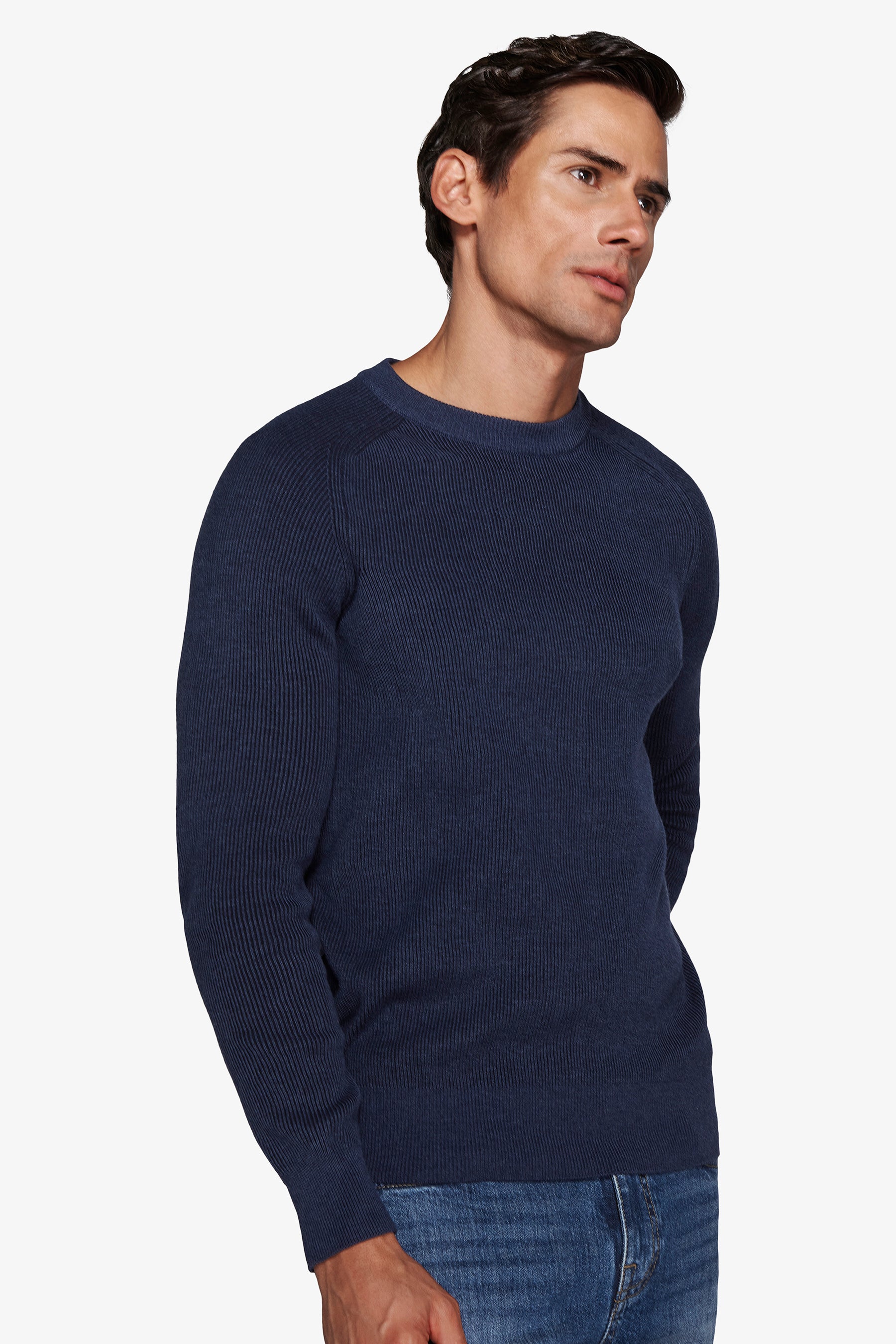 Jersey de cuello redondo con acanalado vanisè azul azafata