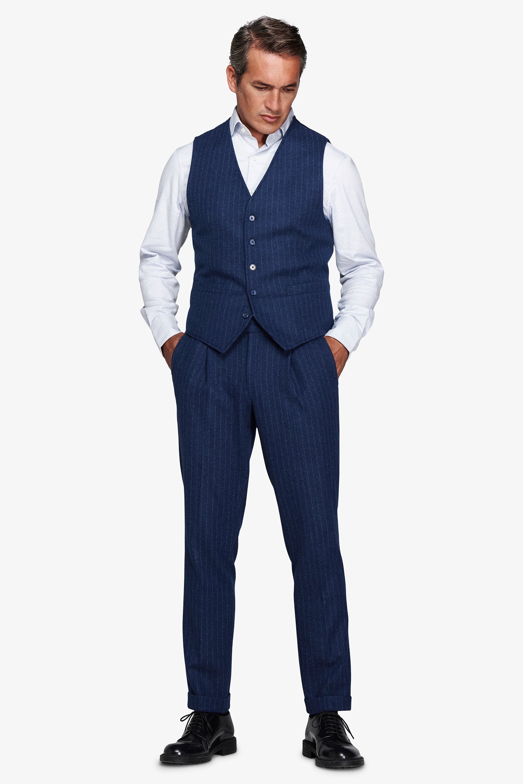 Avion-Weste mit Nadelstreifen-Flanelleffekt