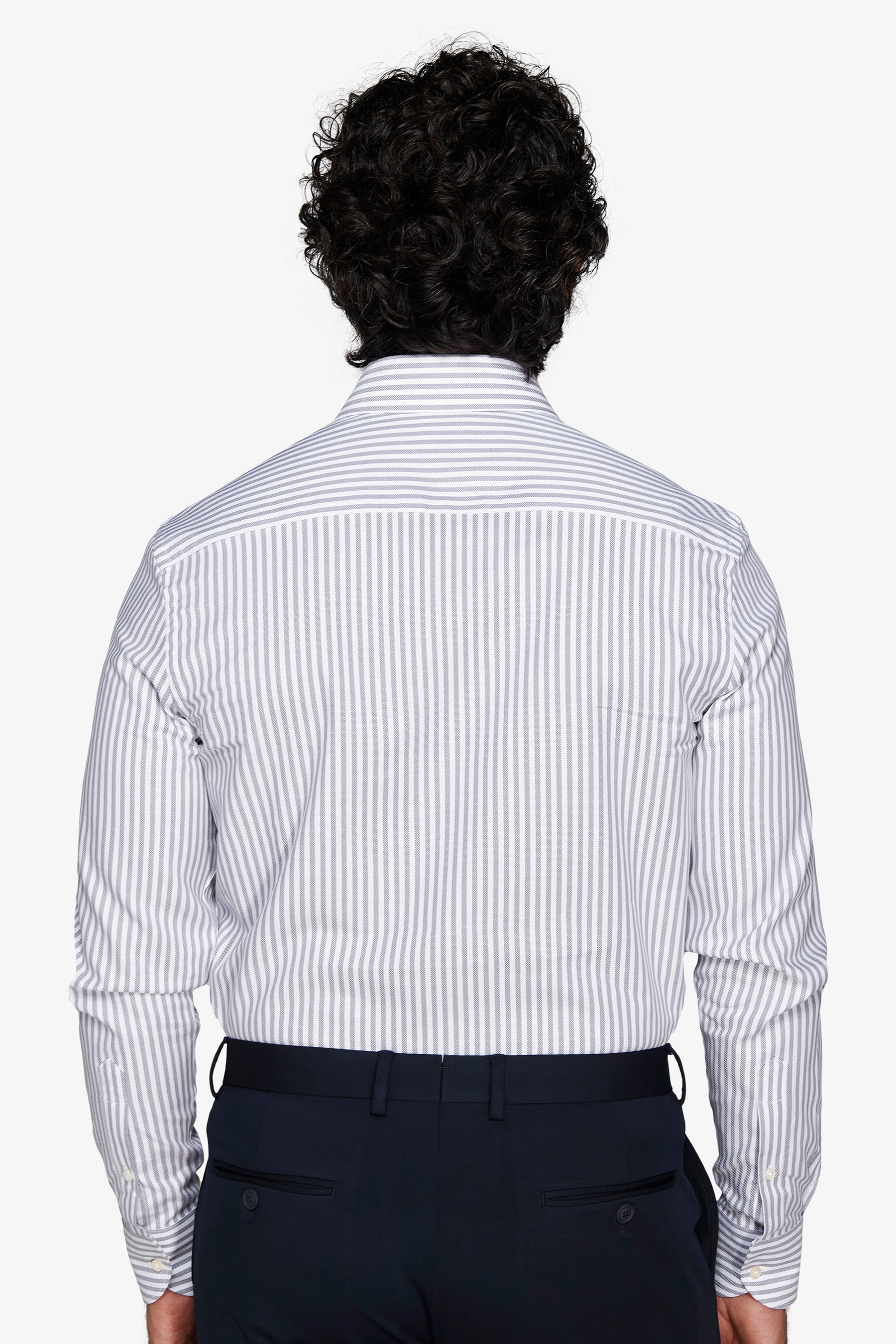 Graues, strukturiertes, gestreiftes Hemd