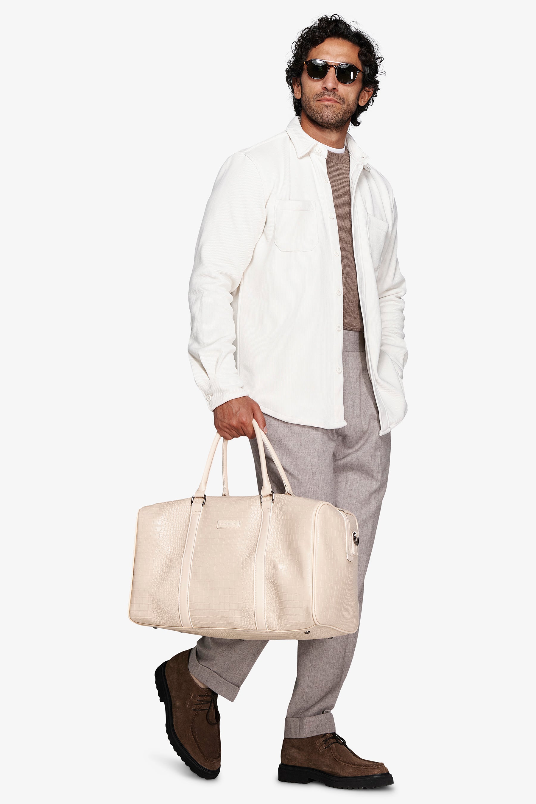 Sobrecamisa efecto terciopelo color crema