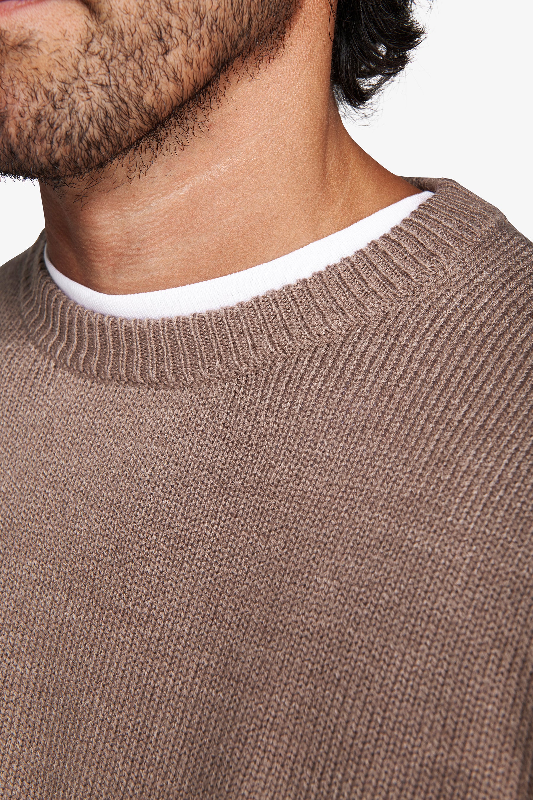 Jersey de cuello redondo efecto lana de oveja gris tórtola