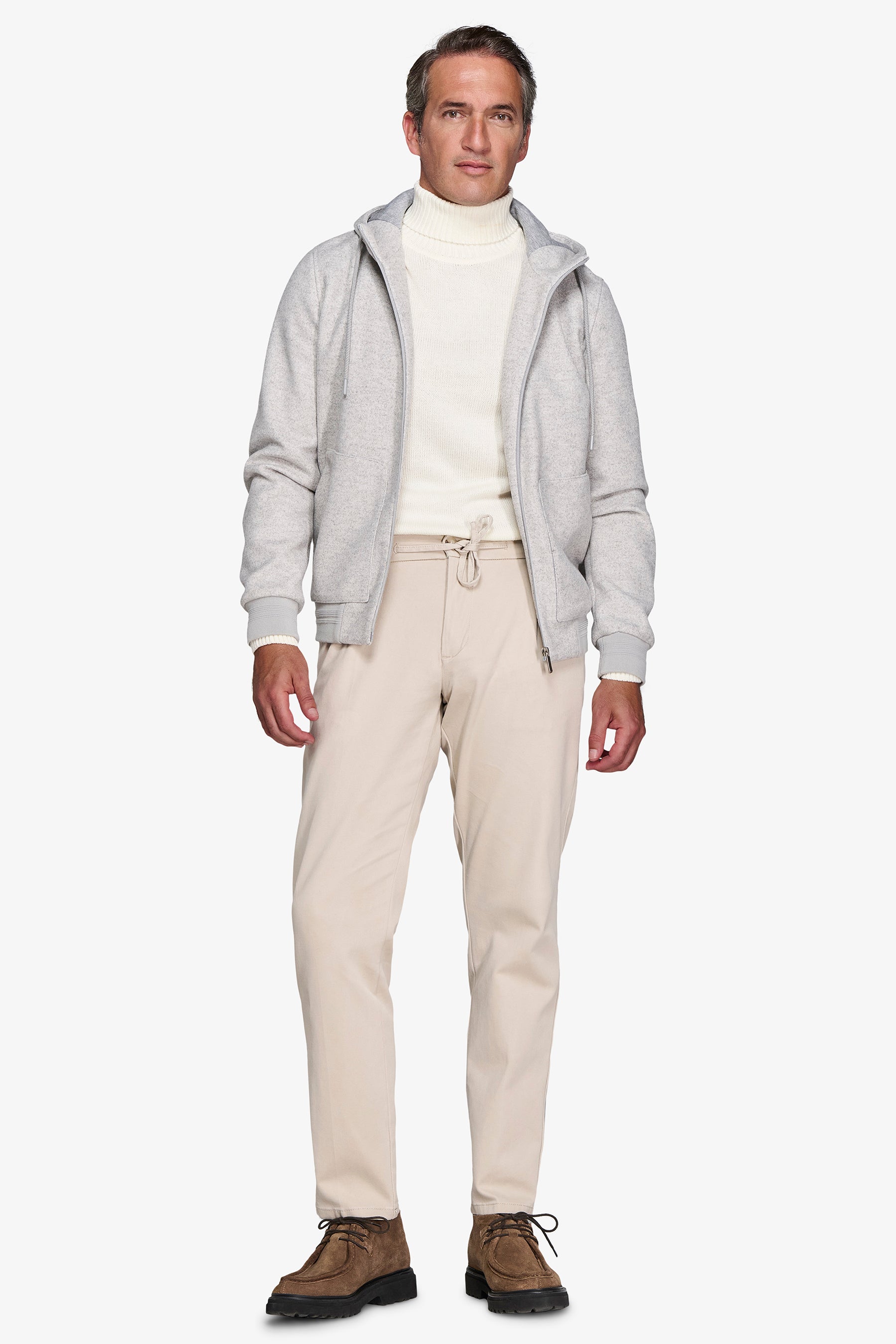 Bomber efecto franela jaspeada gris claro