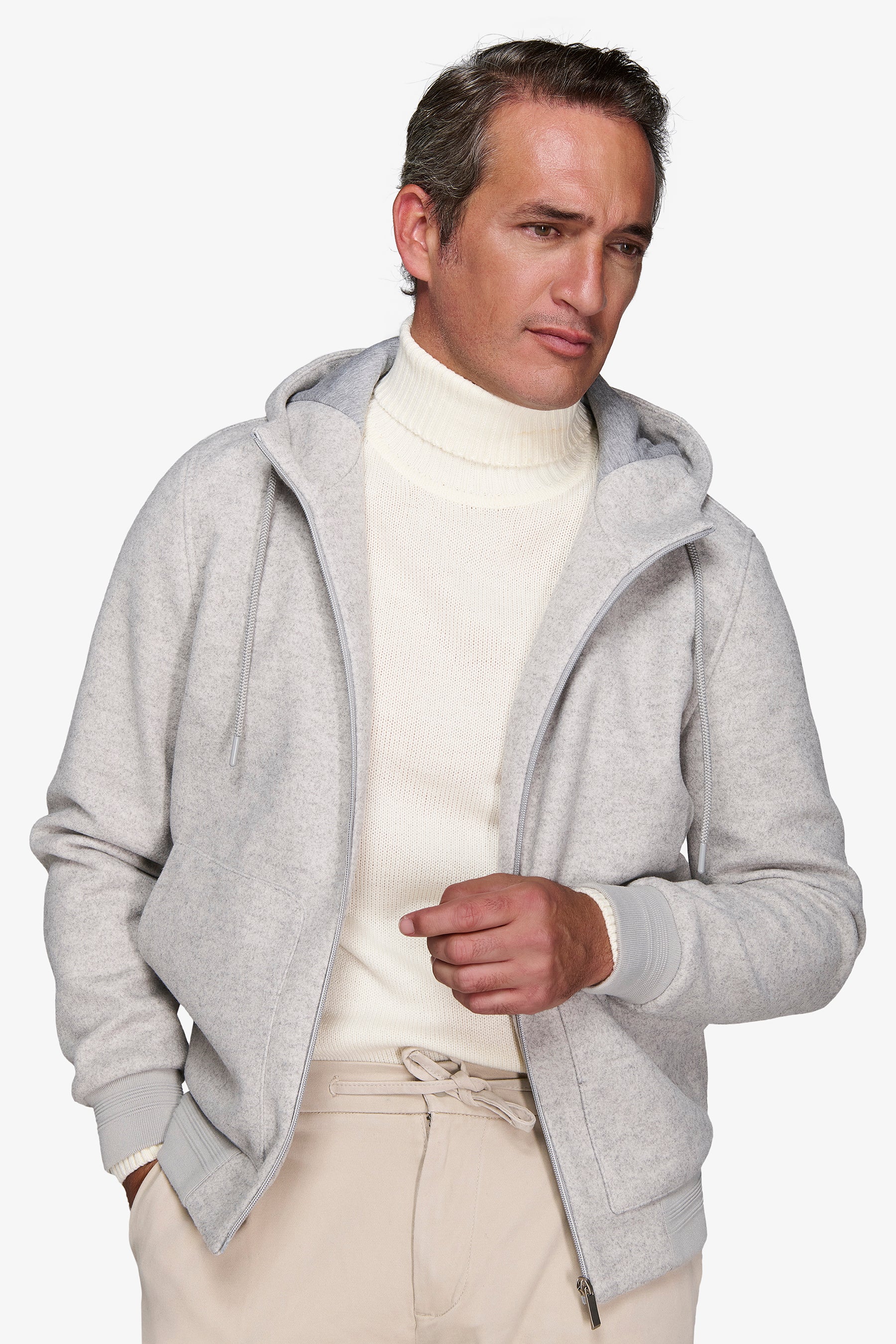 Bomber efecto franela jaspeada gris claro