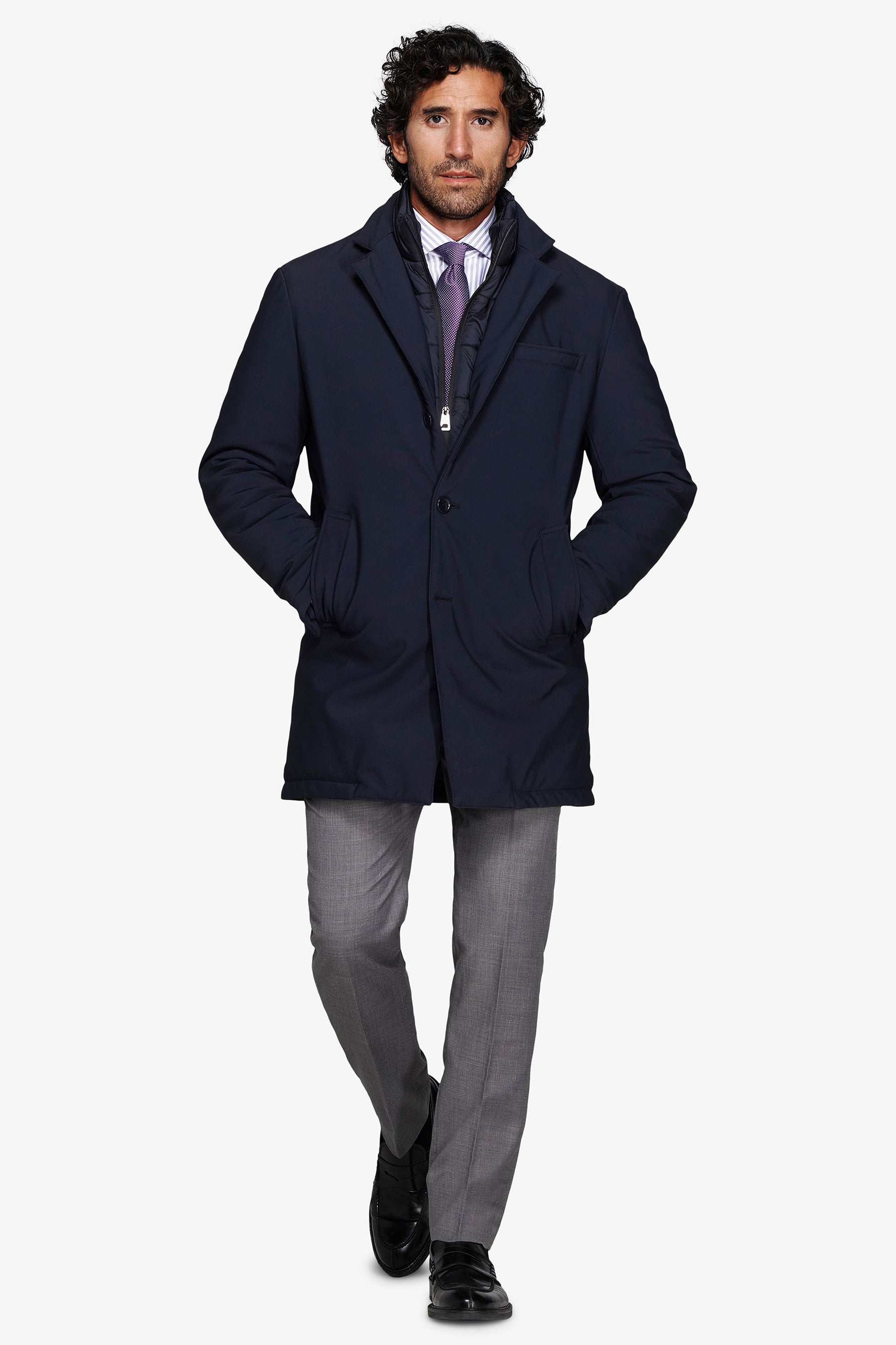 Abrigo técnico pespunteado azul