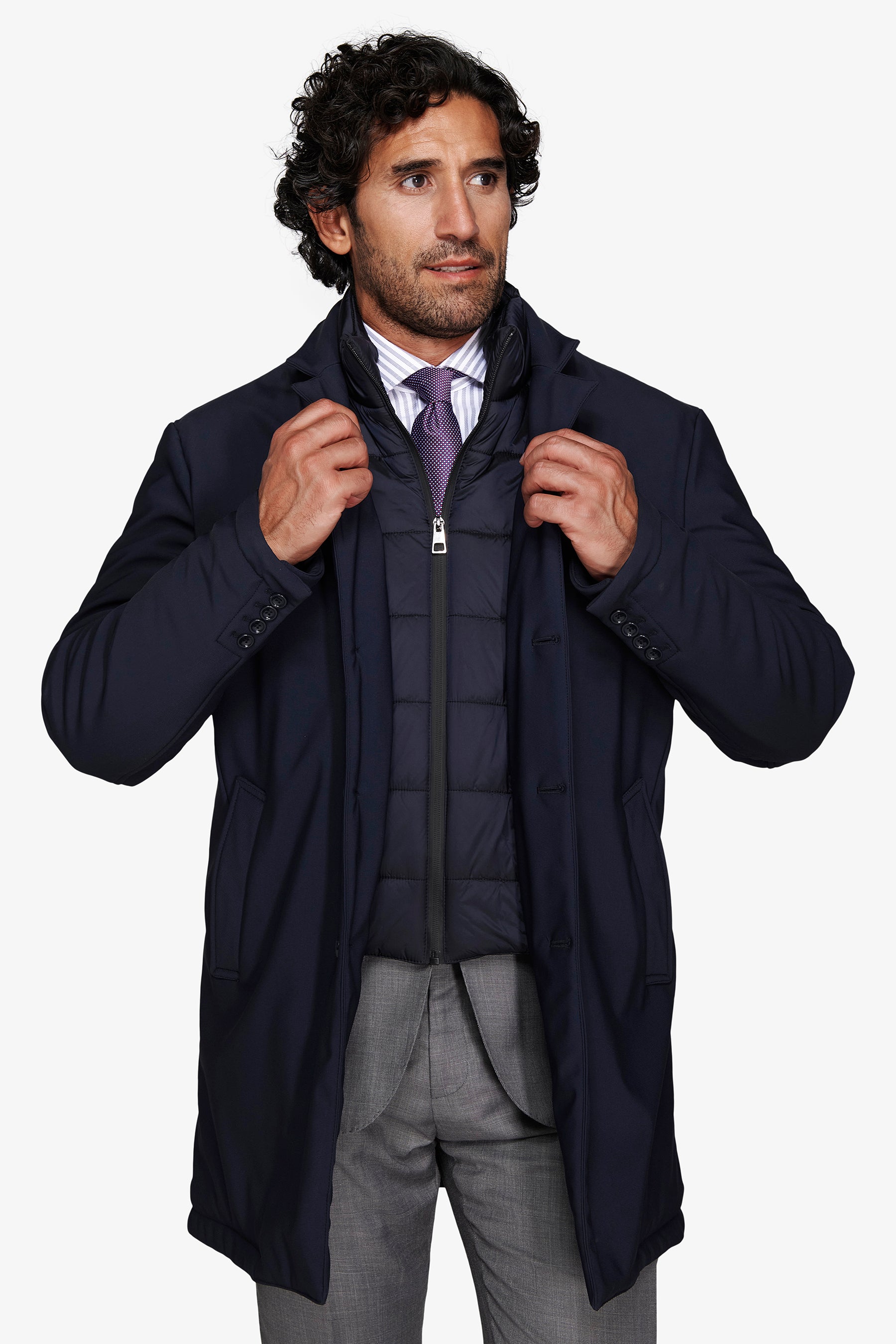 Abrigo técnico pespunteado azul