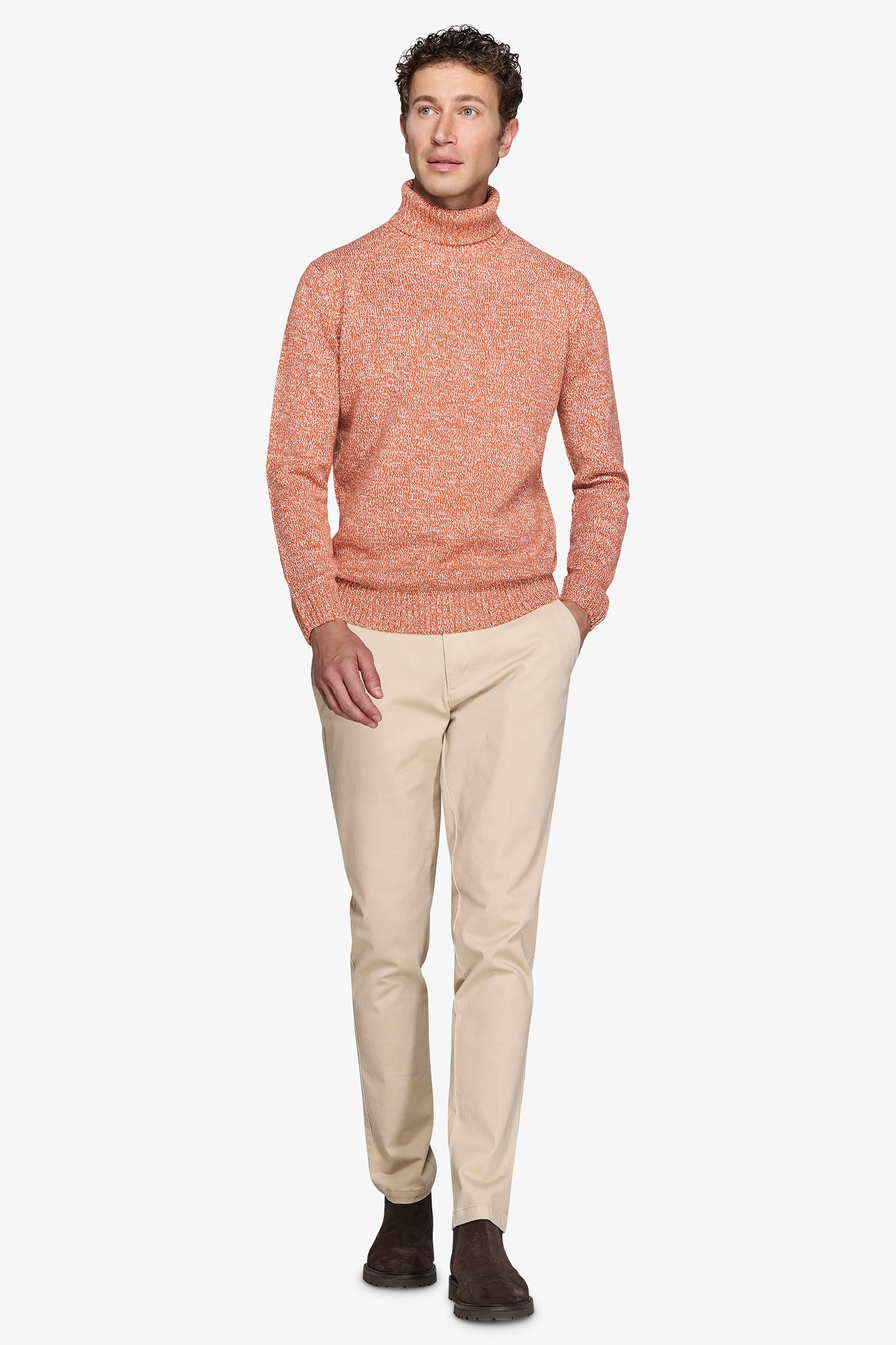 Orange mouliné turtleneck