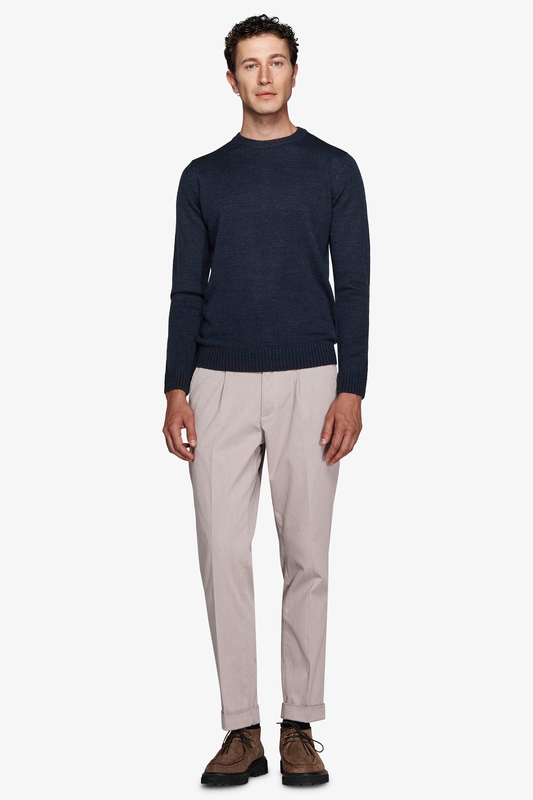 Avion blue lambswool effect crewneck sweater