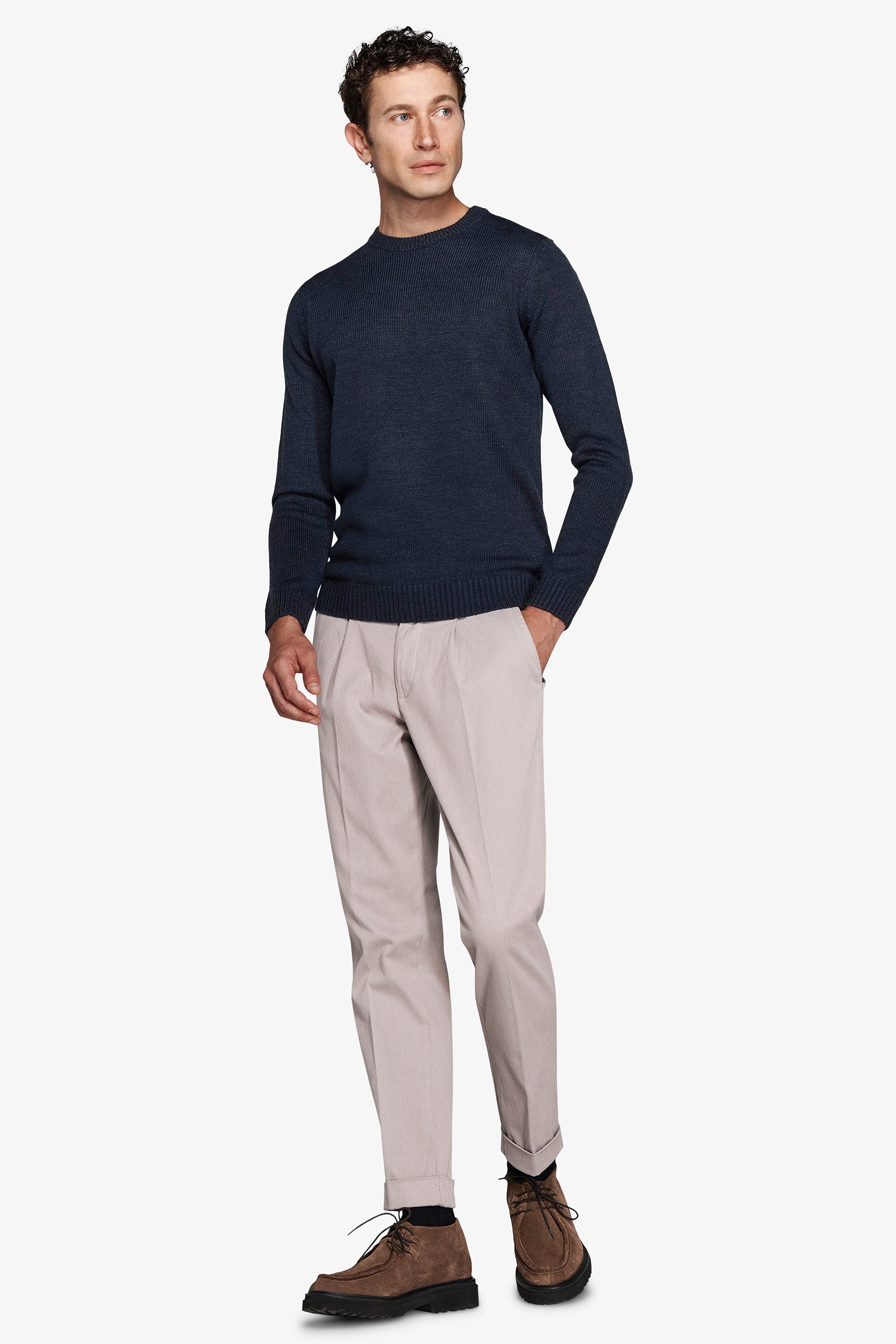 Avion blue lambswool effect crewneck sweater