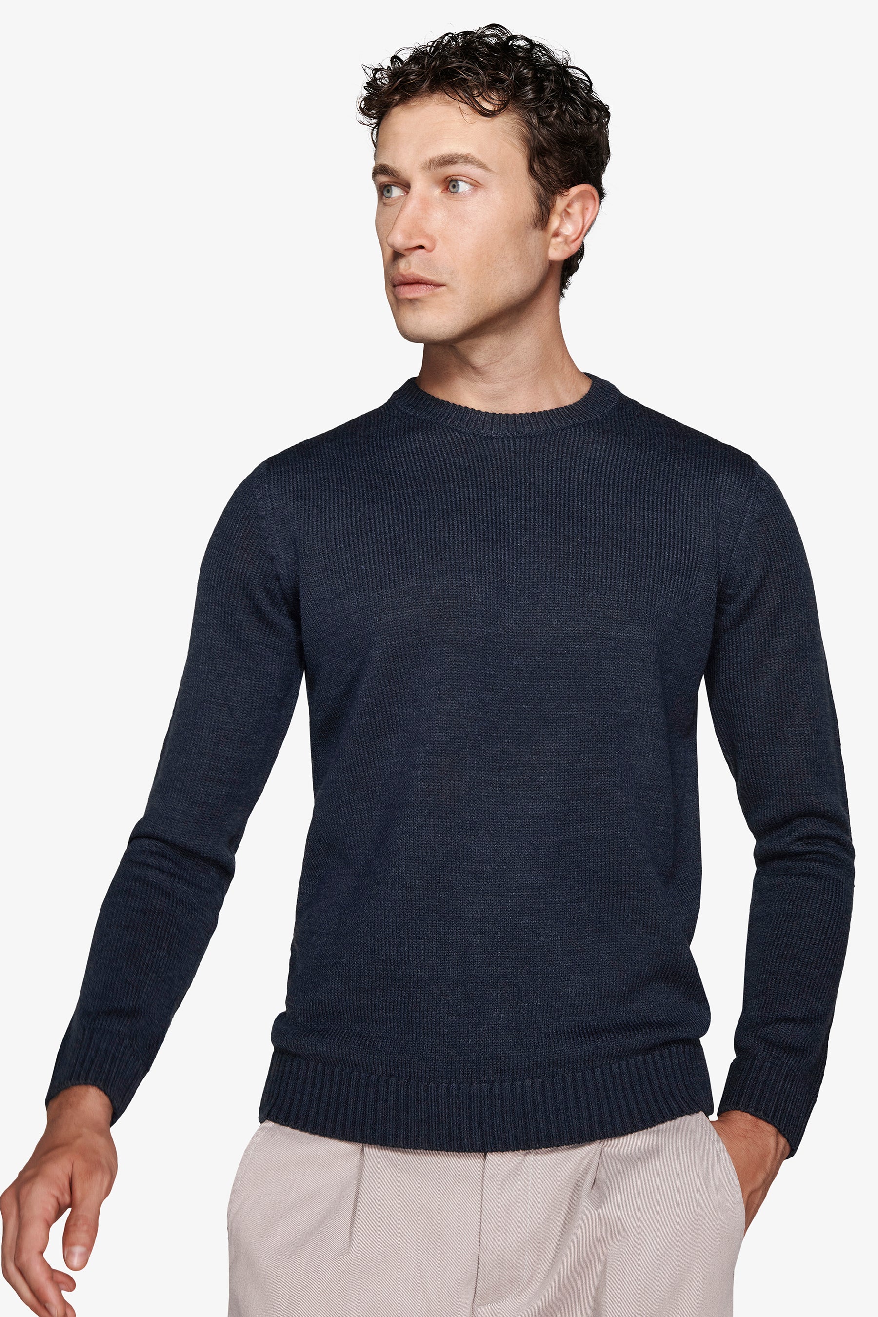 Avion blue lambswool effect crewneck sweater