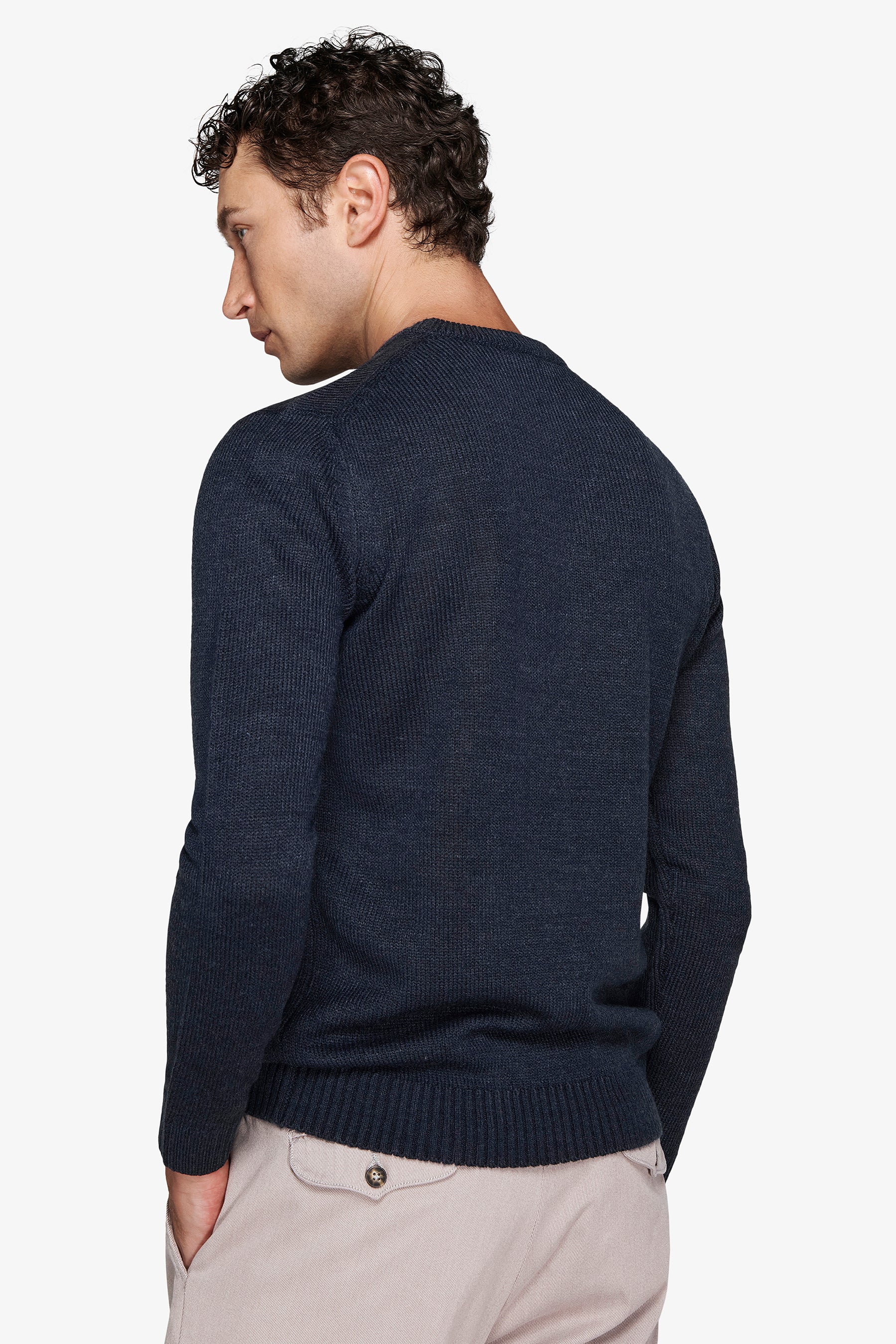 Avion blue lambswool effect crewneck sweater