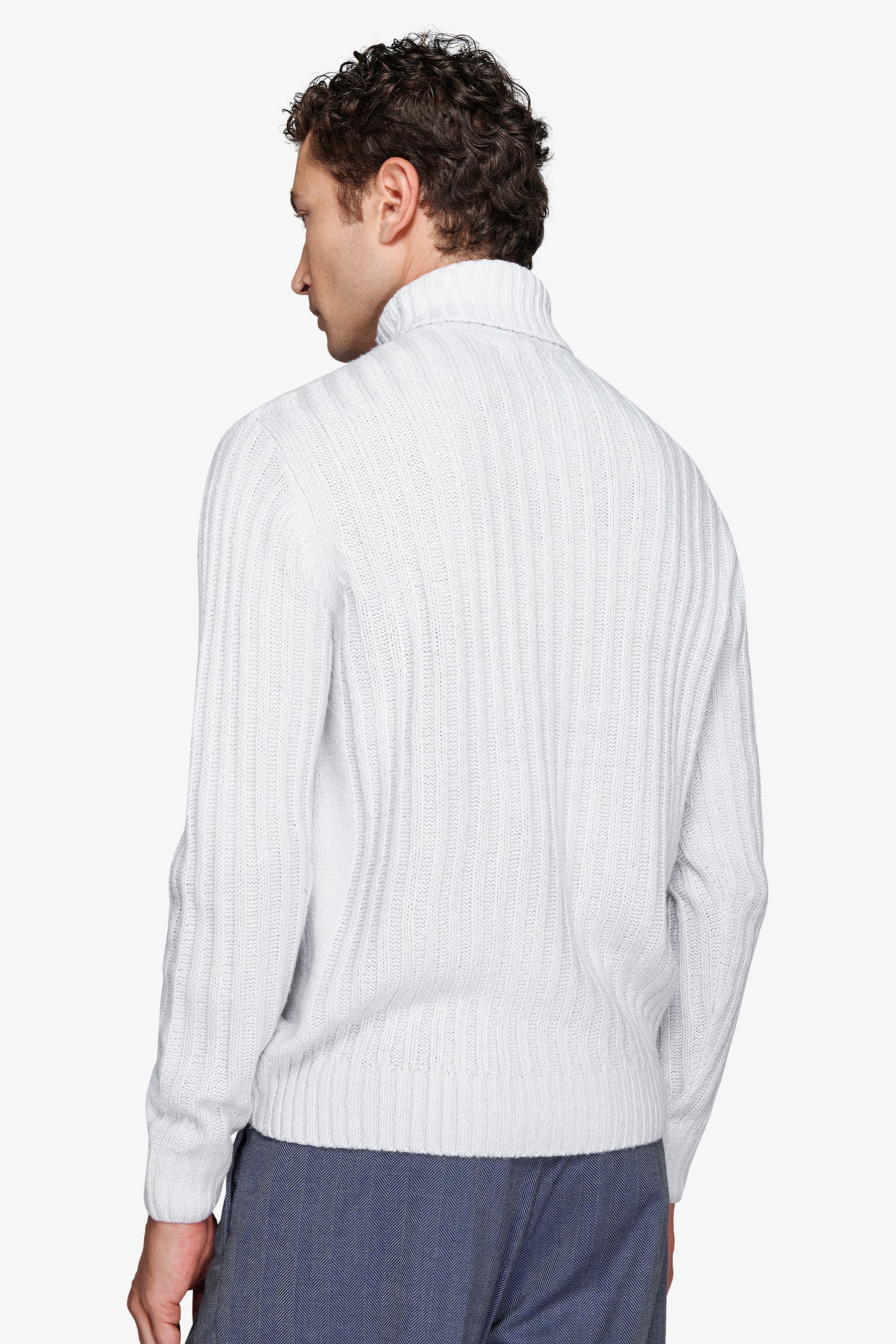 Jersey de cuello alto de canalé celeste