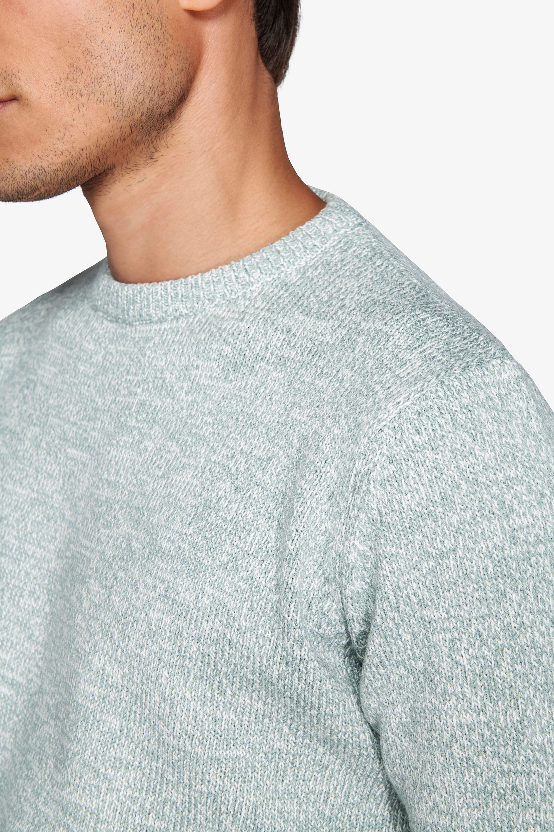 Jersey de cuello redondo mouliné aguamarina