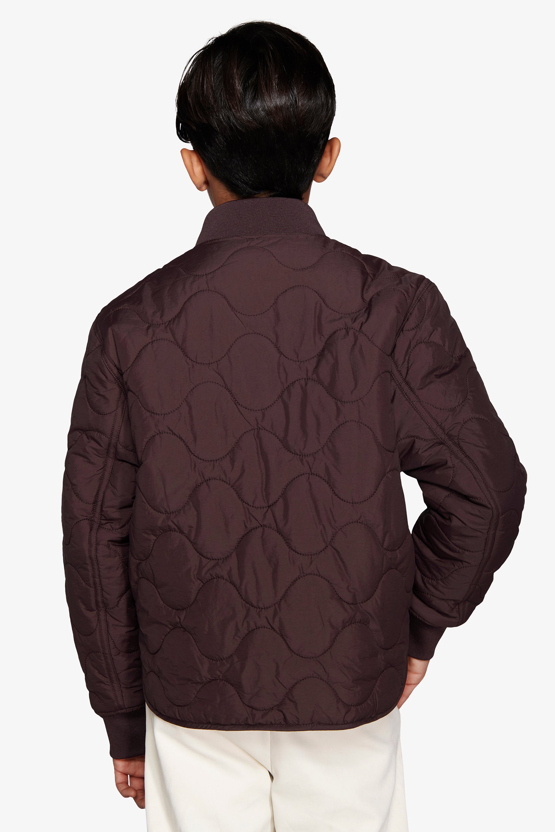 Cazadora bomber con pespunteado en forma de ondas horizontales burdeos Kids