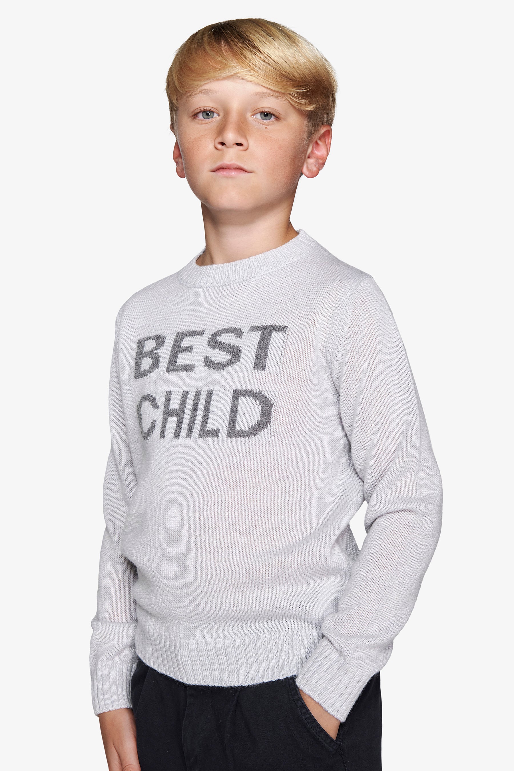 Jersey de cuello redondo con inscripción celeste Kids