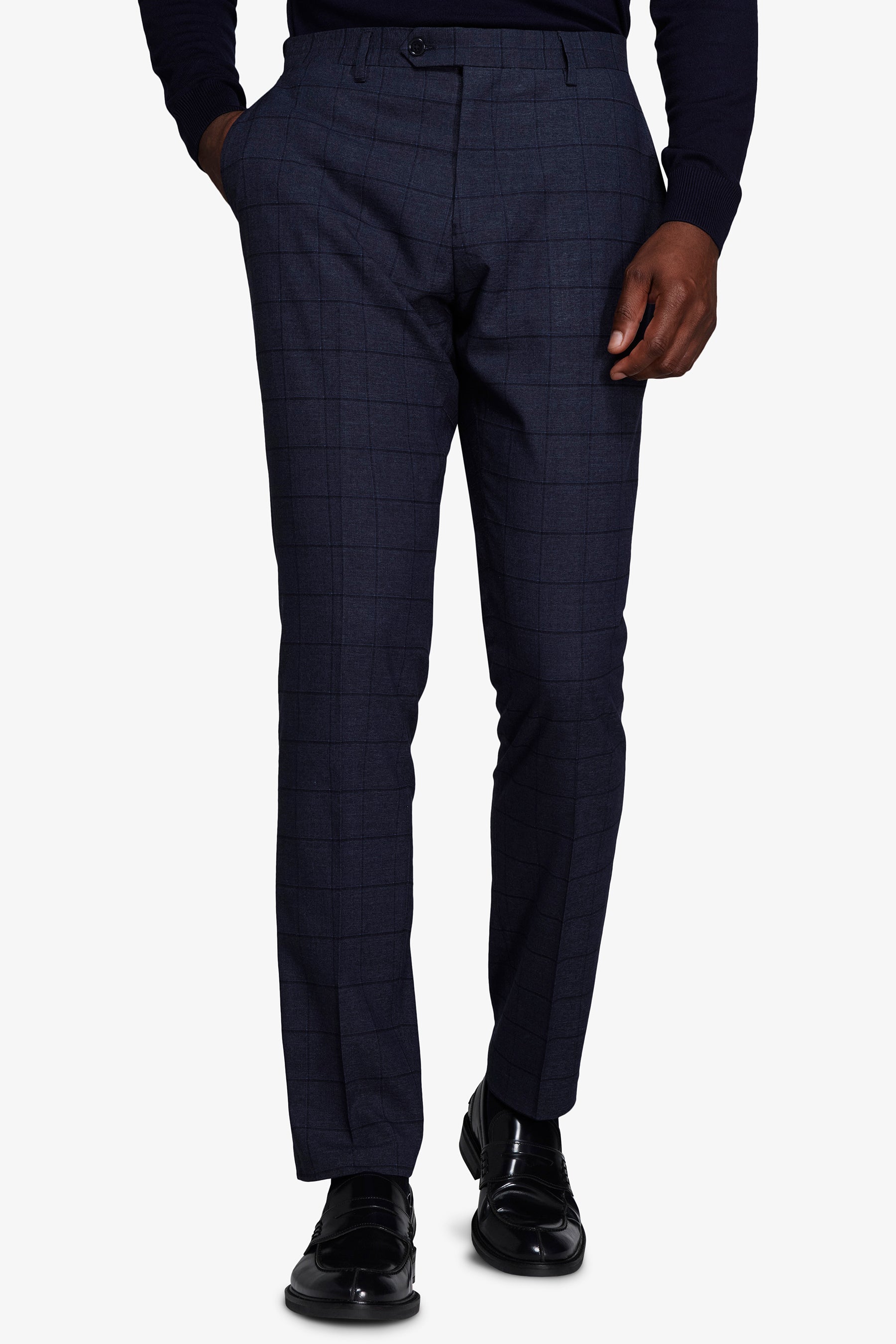 Pantalón de traje a cuadros azul