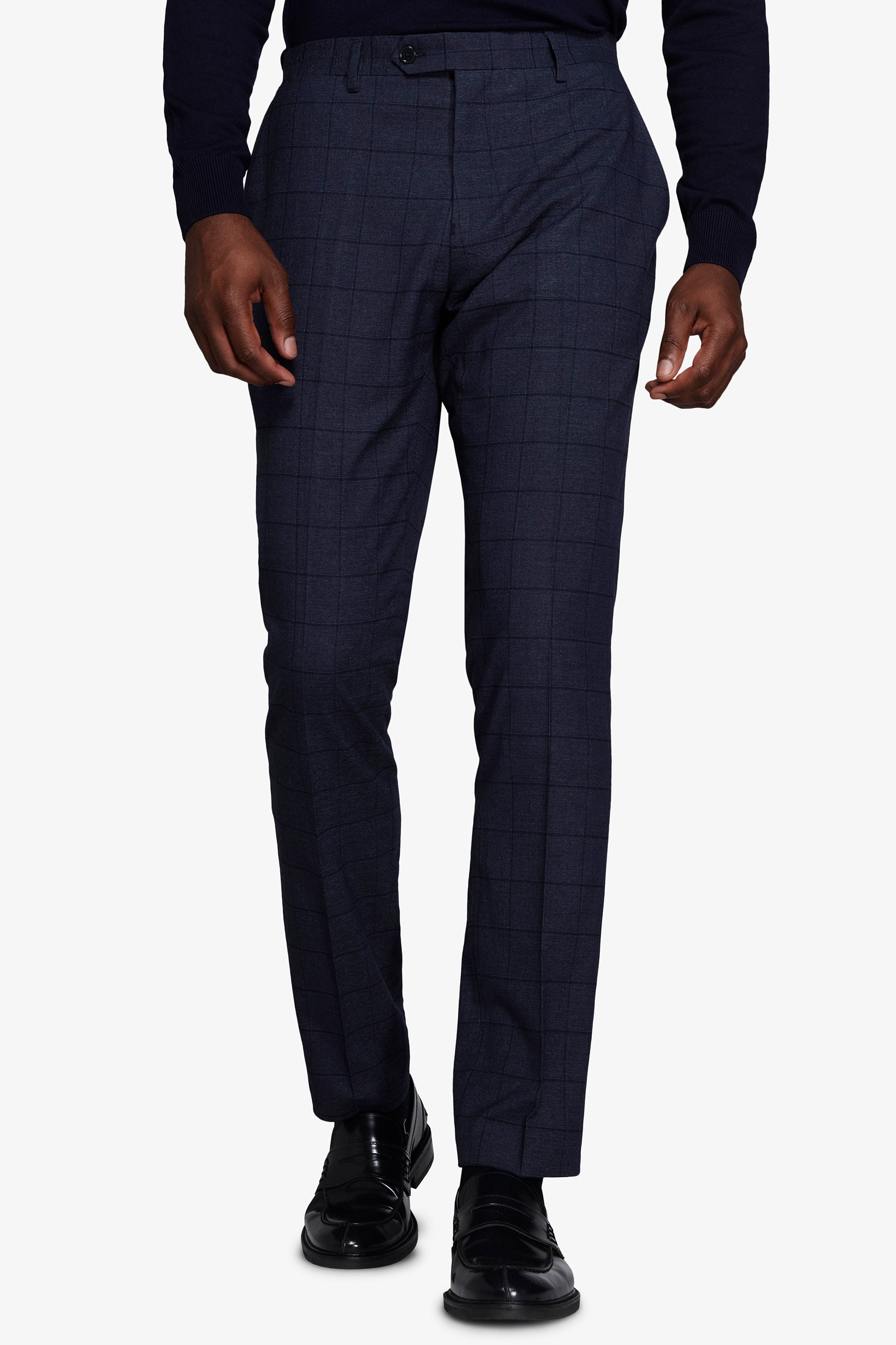 Pantalón de traje a cuadros azul