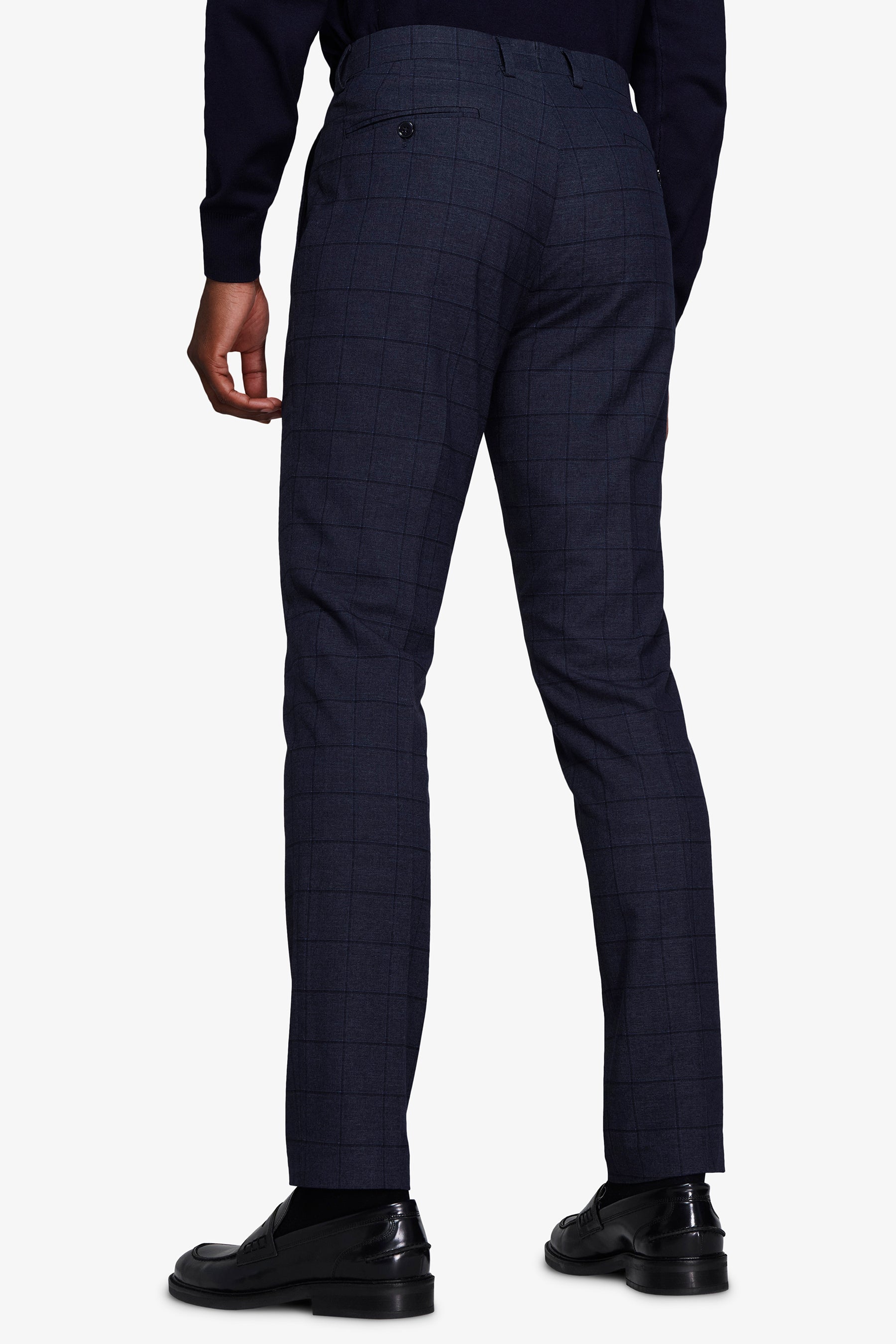 Pantalón de traje a cuadros azul