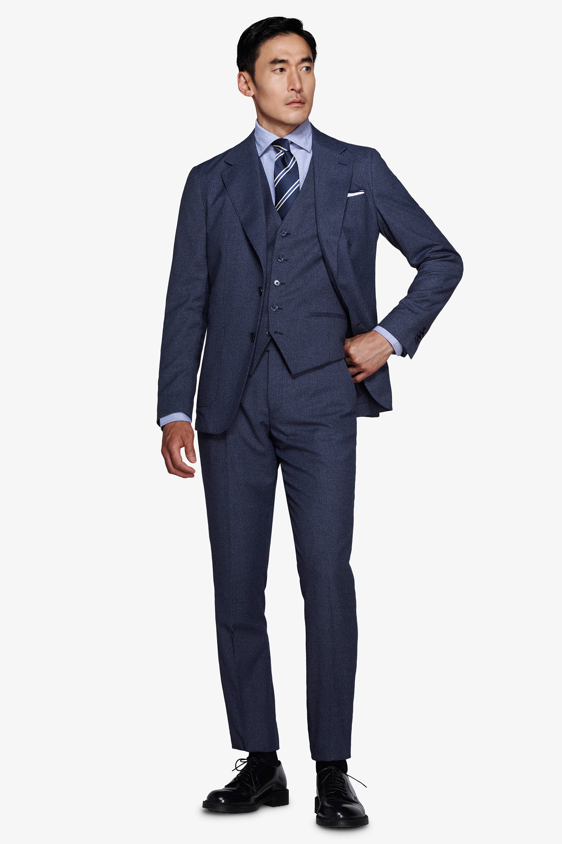 Powder blue Pied de Poule blazer