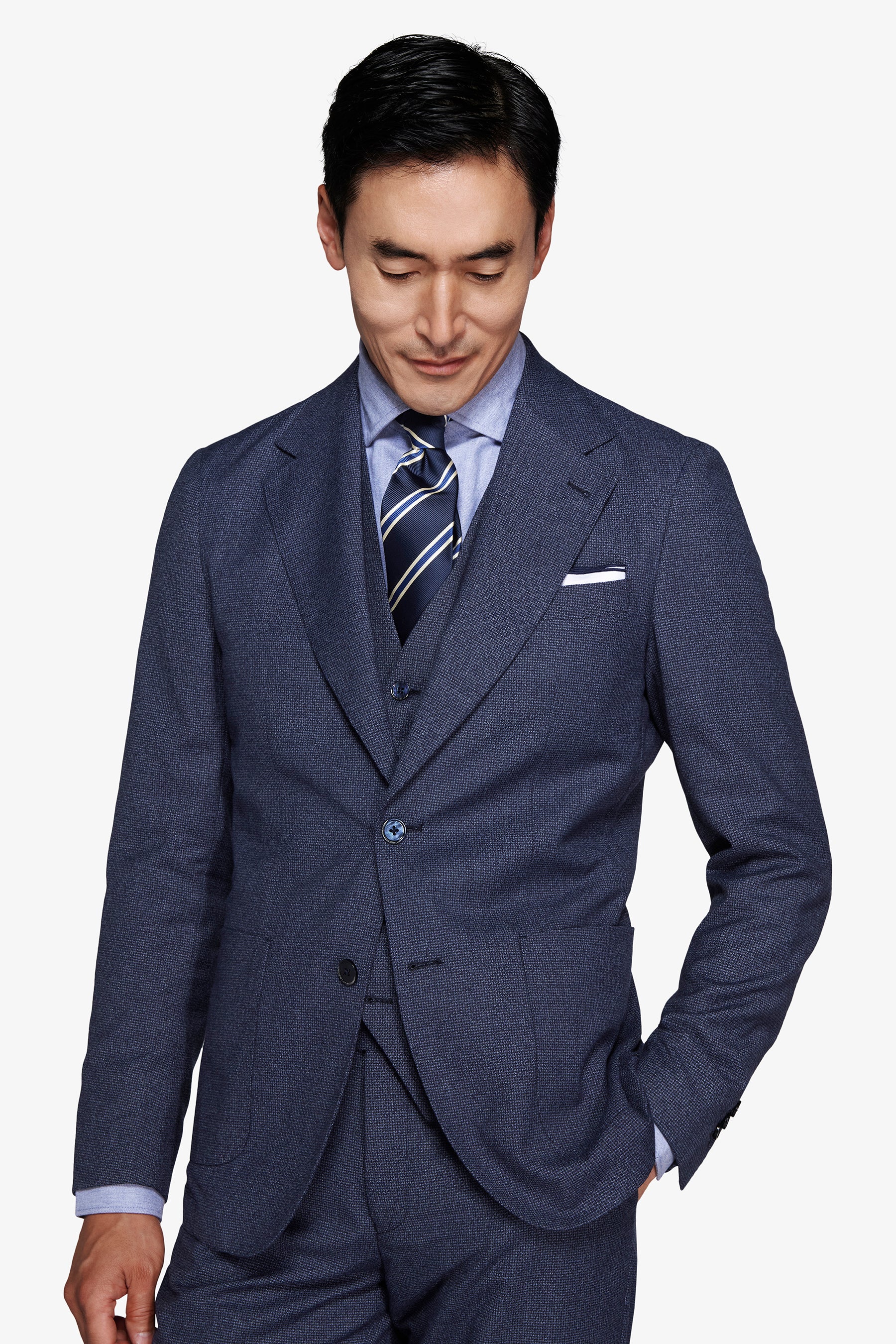 Powder blue Pied de Poule blazer