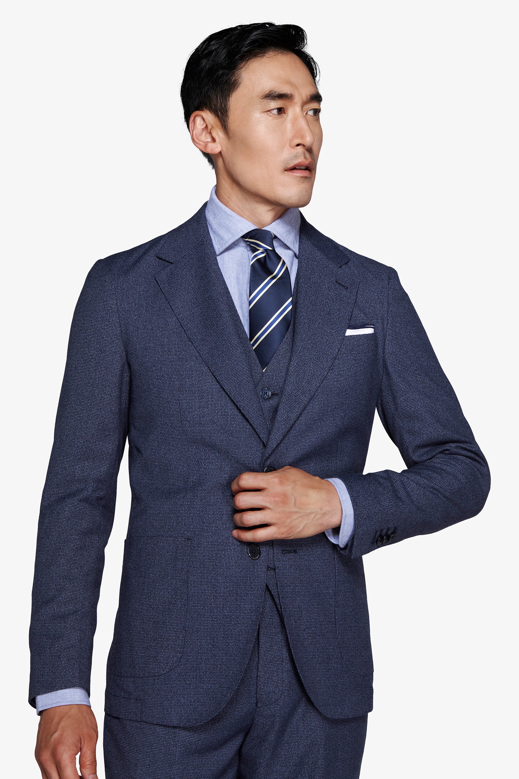 Powder blue Pied de Poule blazer