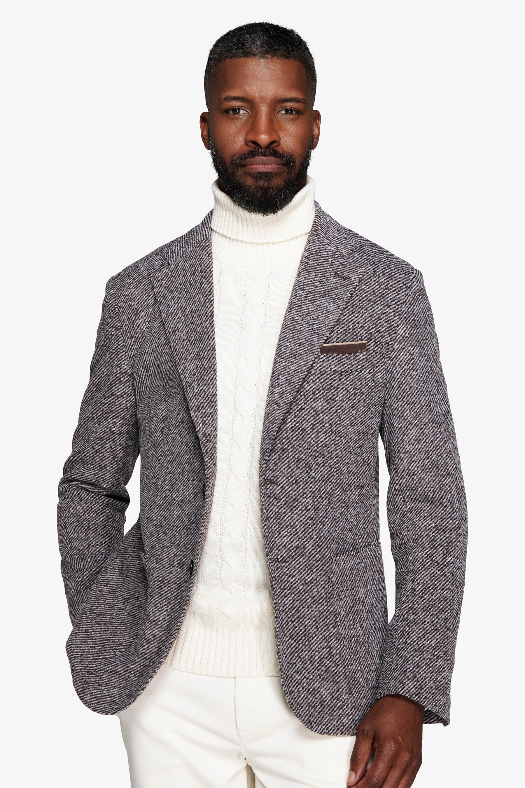 Americana punto diagonal gris tórtola