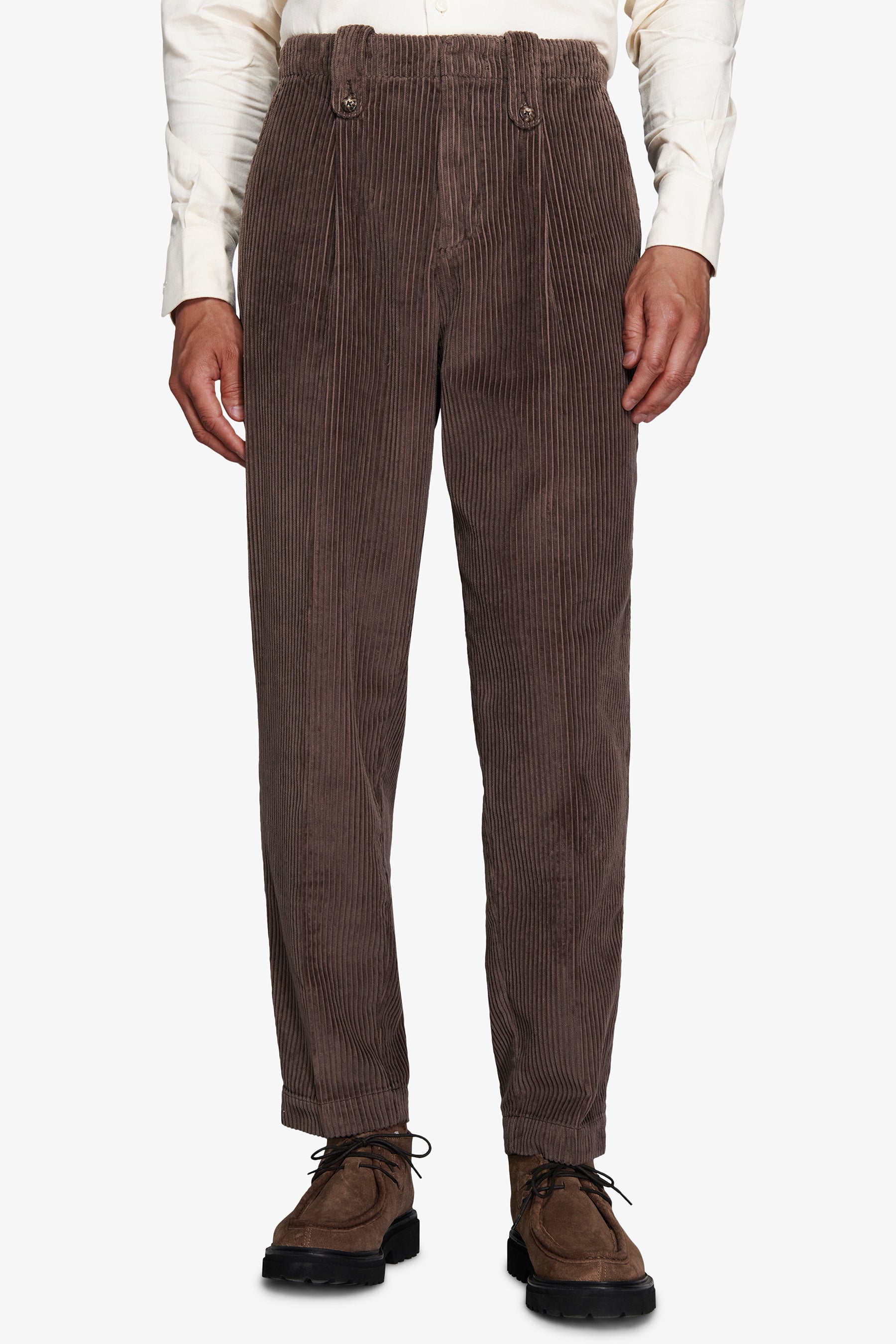 Pantalón de pana de canalé ancho gris tórtola DNJ