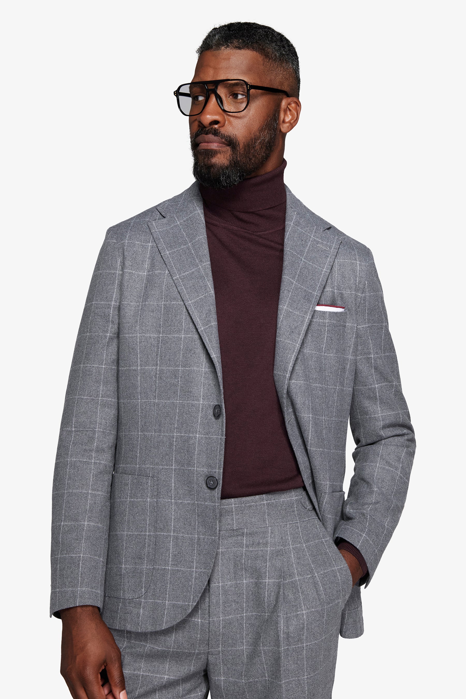 Giacca finestrata grigio medio