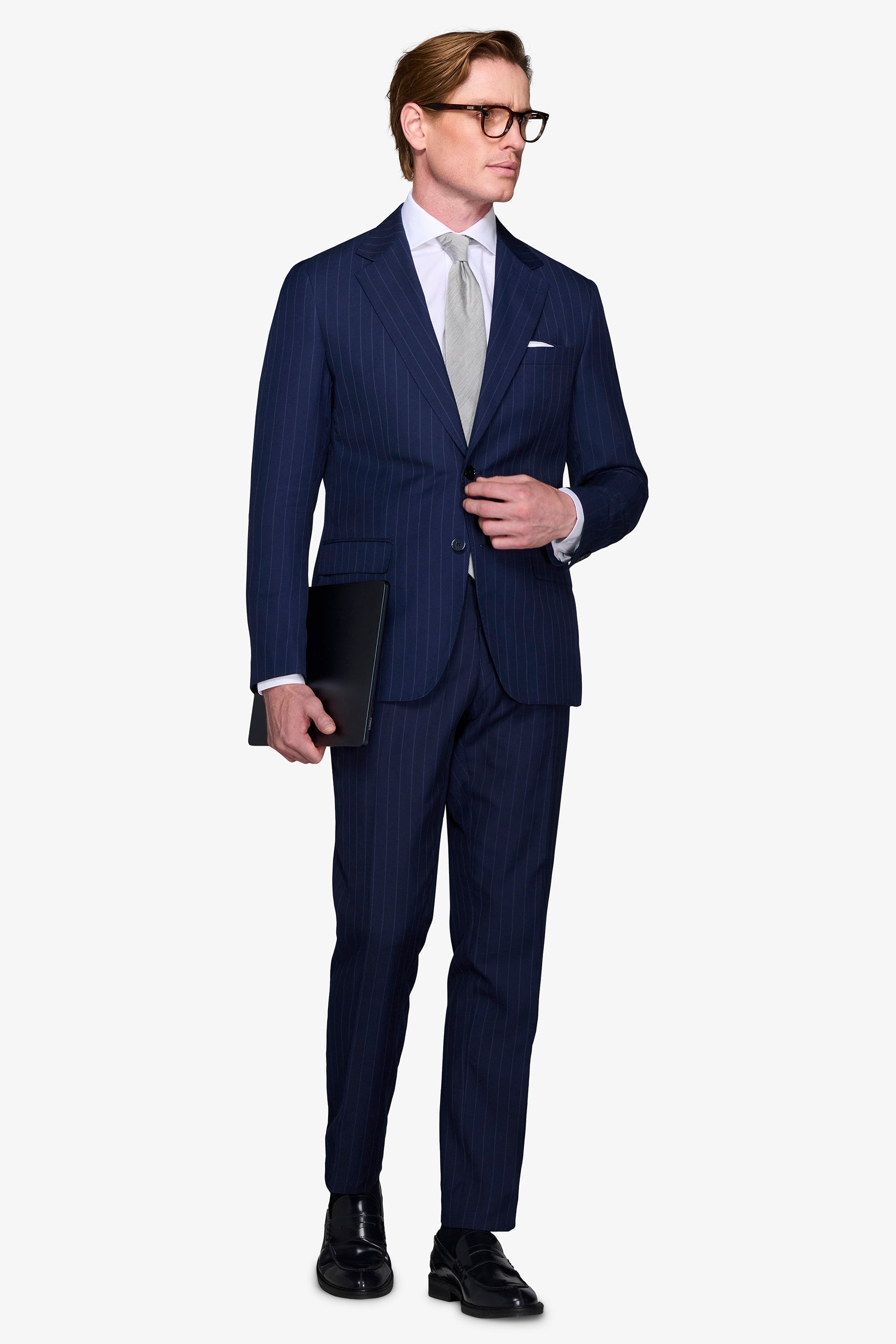 Abito gessato blu regular-Dan John