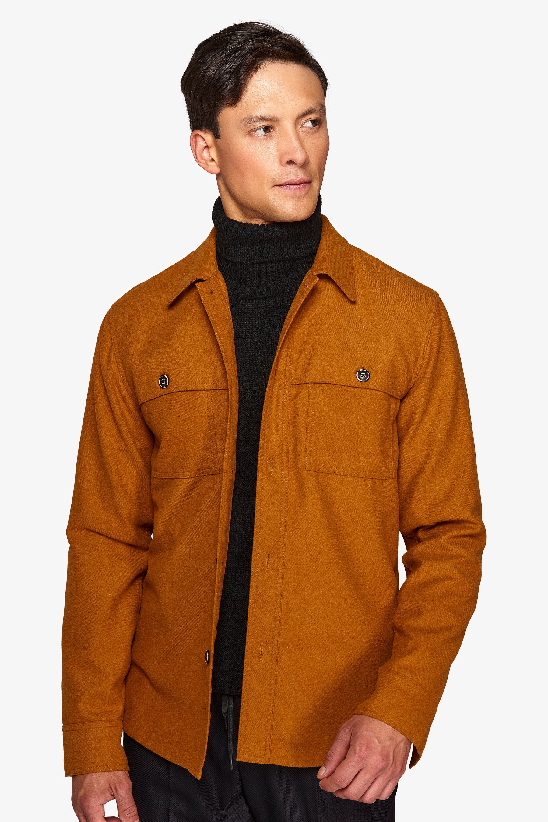 Overshirt in flanella con tasconi ocra-Dan John