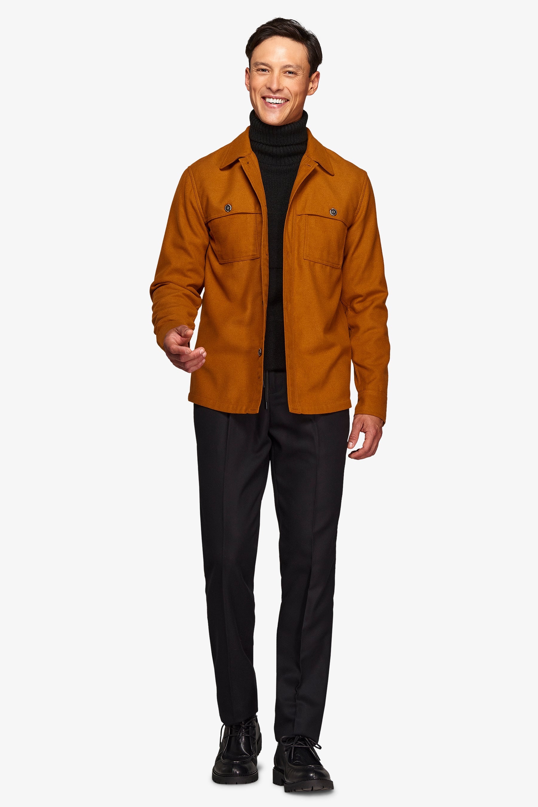 Overshirt in flanella con tasconi ocra-Dan John