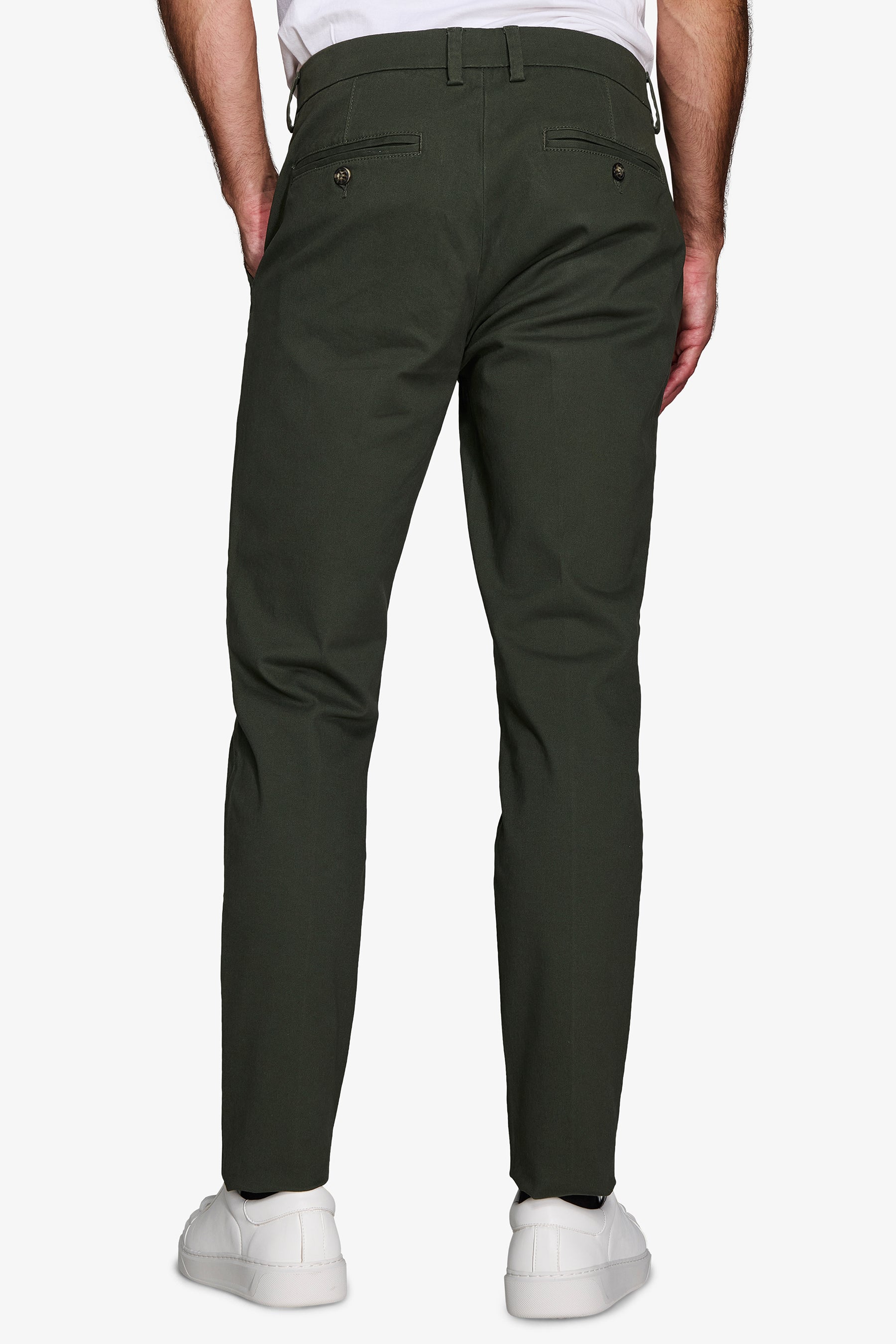 Pantalón chino tejido gabardina verde oscuro